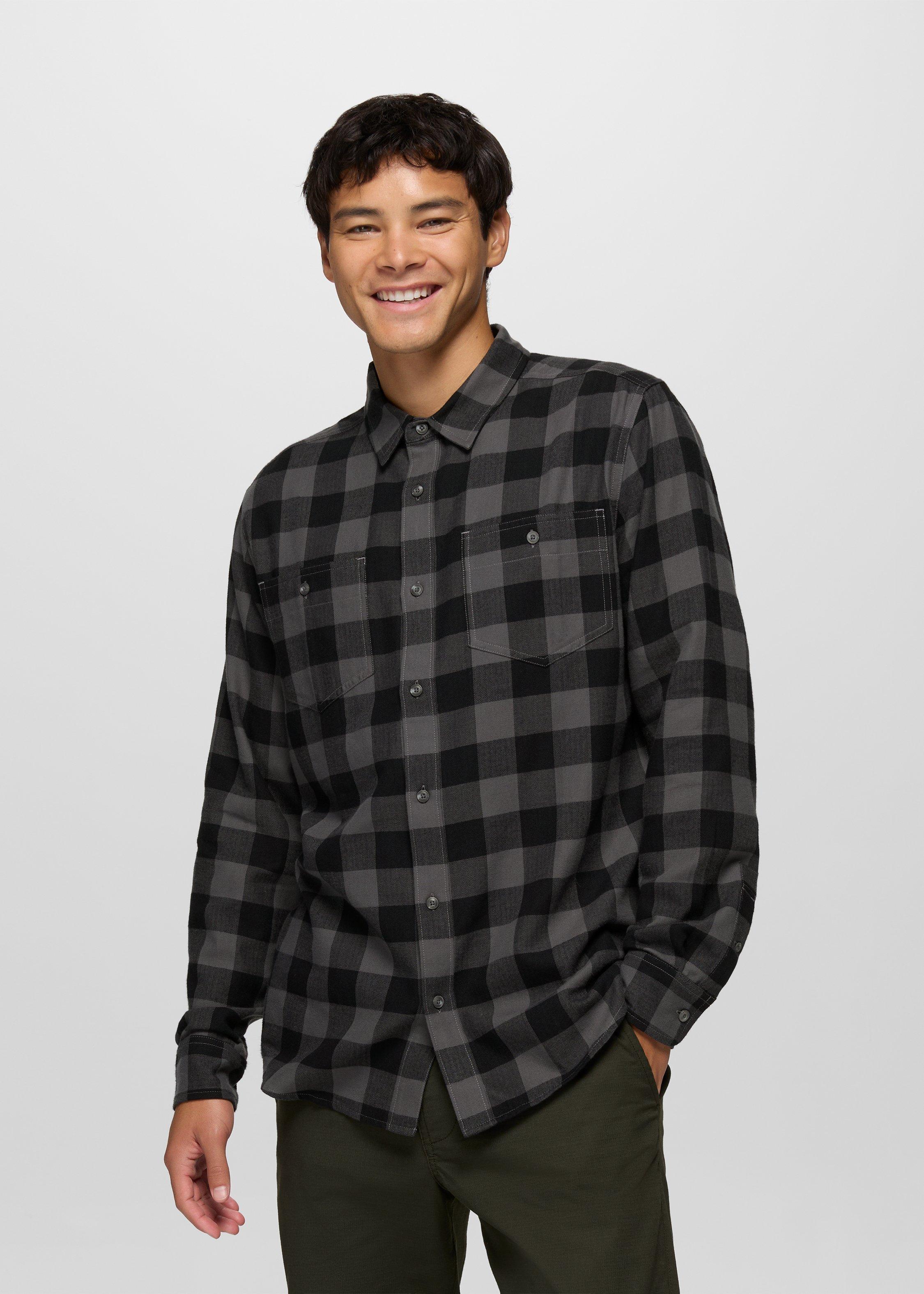 Mens prAna Riverbend Flannel Shirt - Shadow Plaid