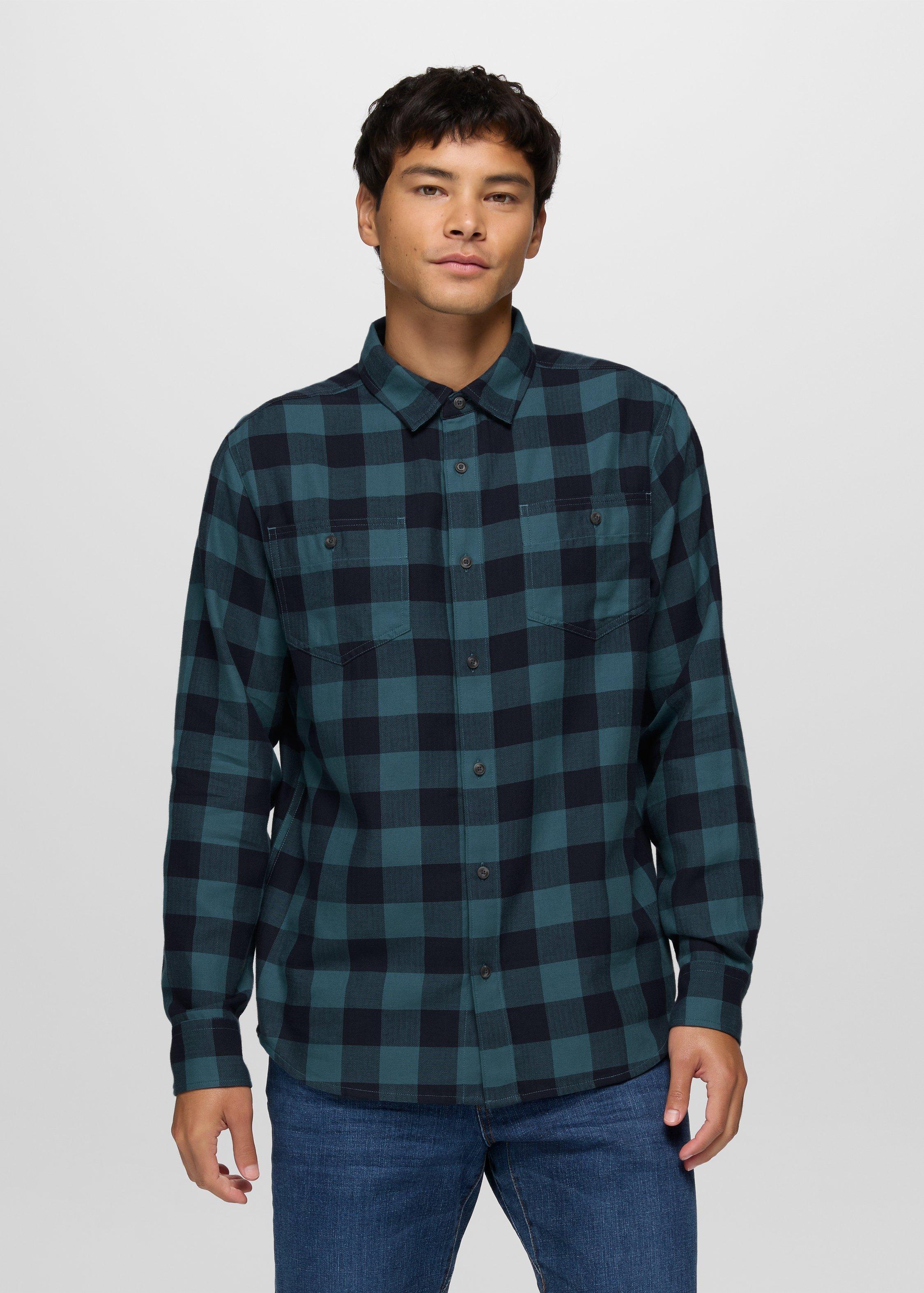 Mens prAna Riverbend Flannel Shirt - Nautical Plaid