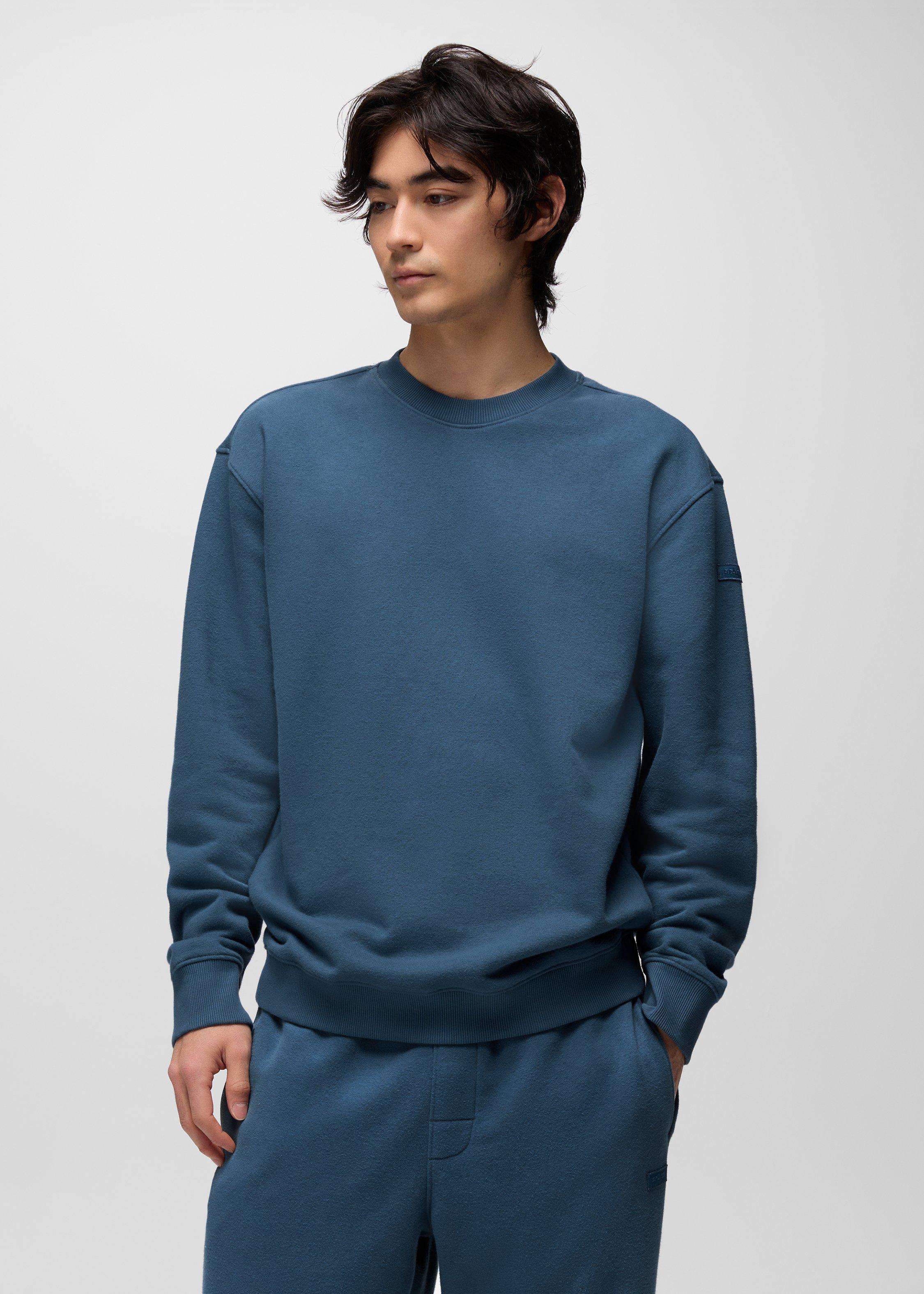 Mens prAna DreamFleece Crew Sweatshirt - Bluff Blue