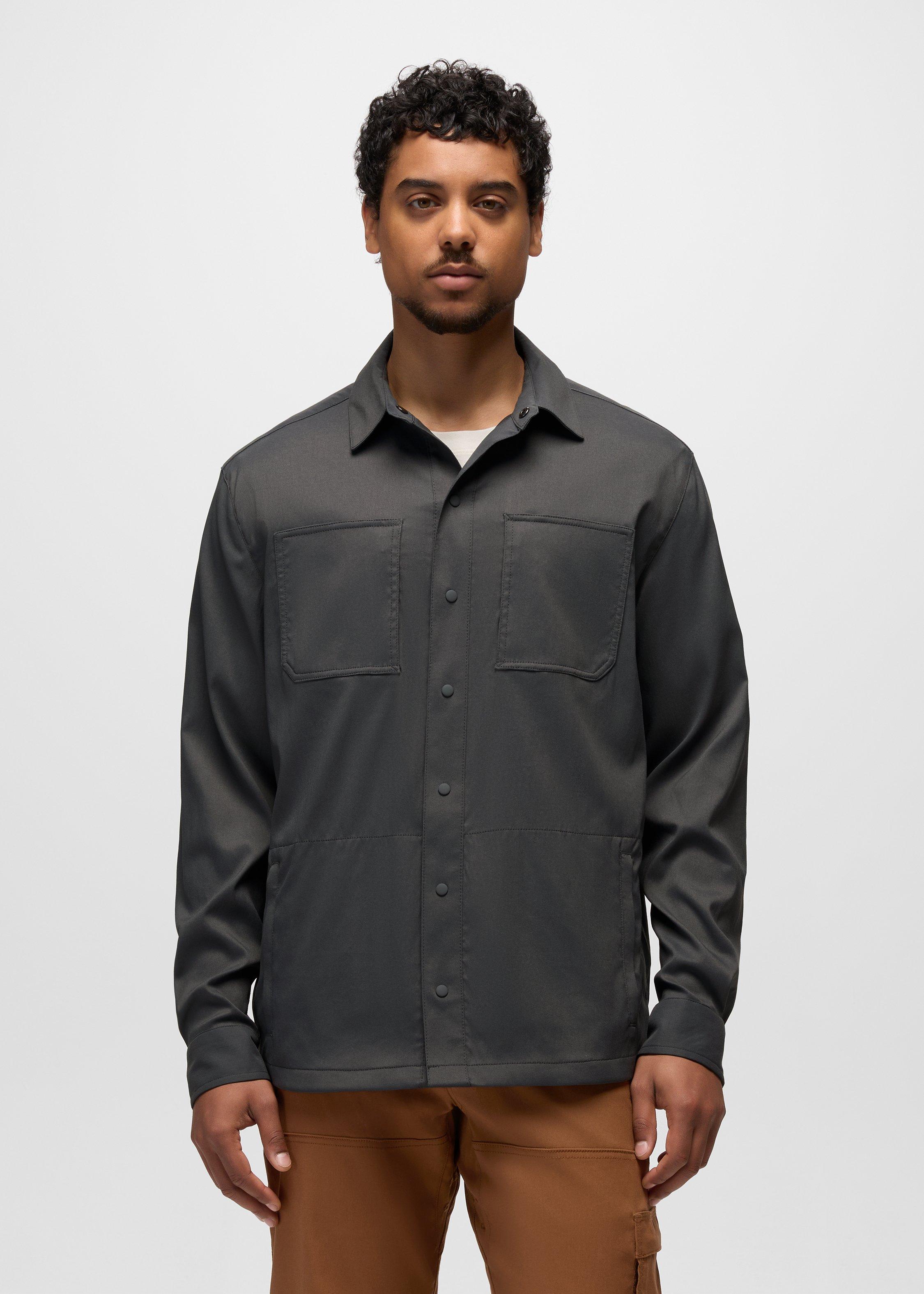 Mens prAna Stretch Zion&trade; Long Sleeve Shirt - Shadow