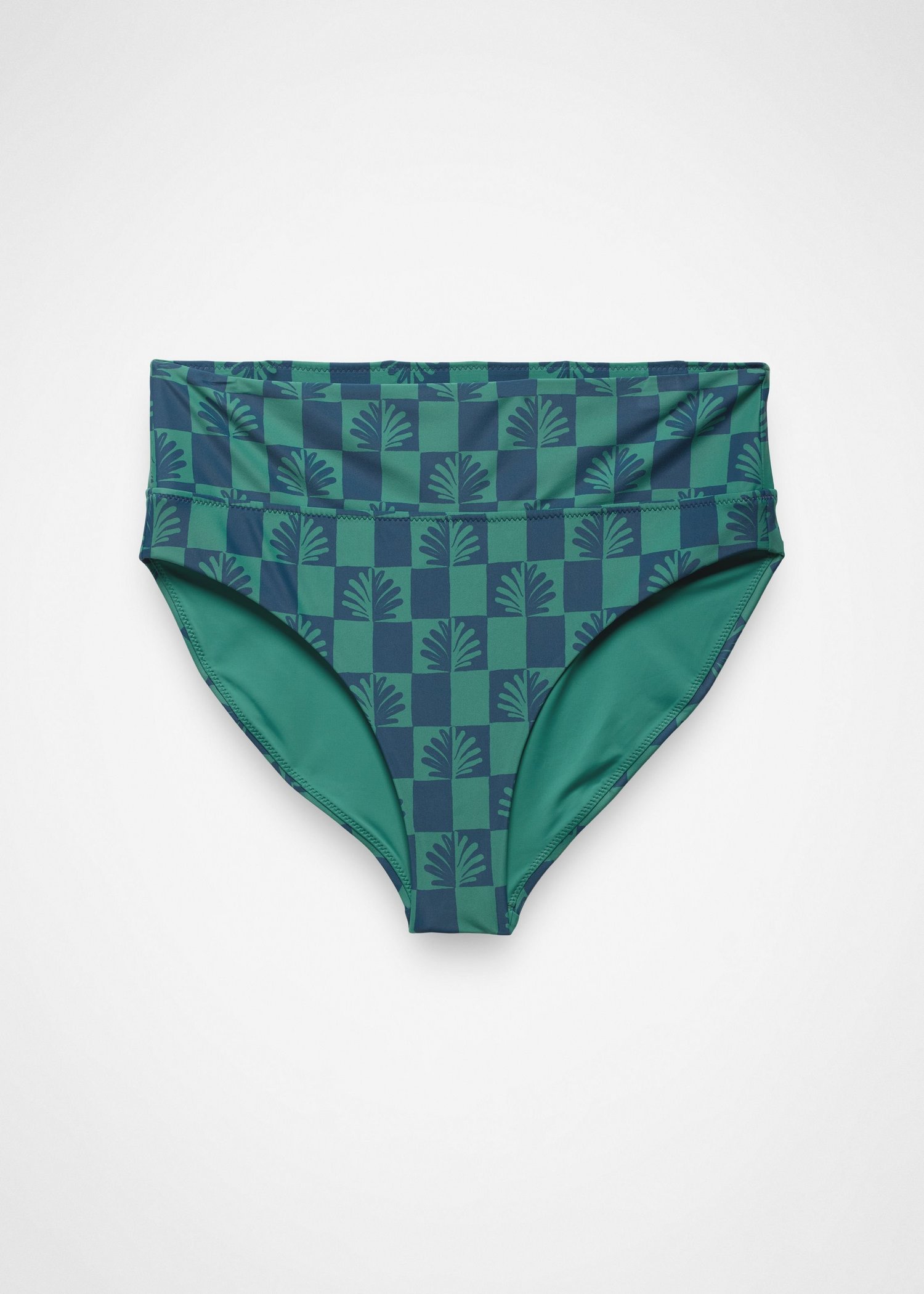Womens prAna Summer Wave High Rise Swim Bottom - Bluff Blue Checker