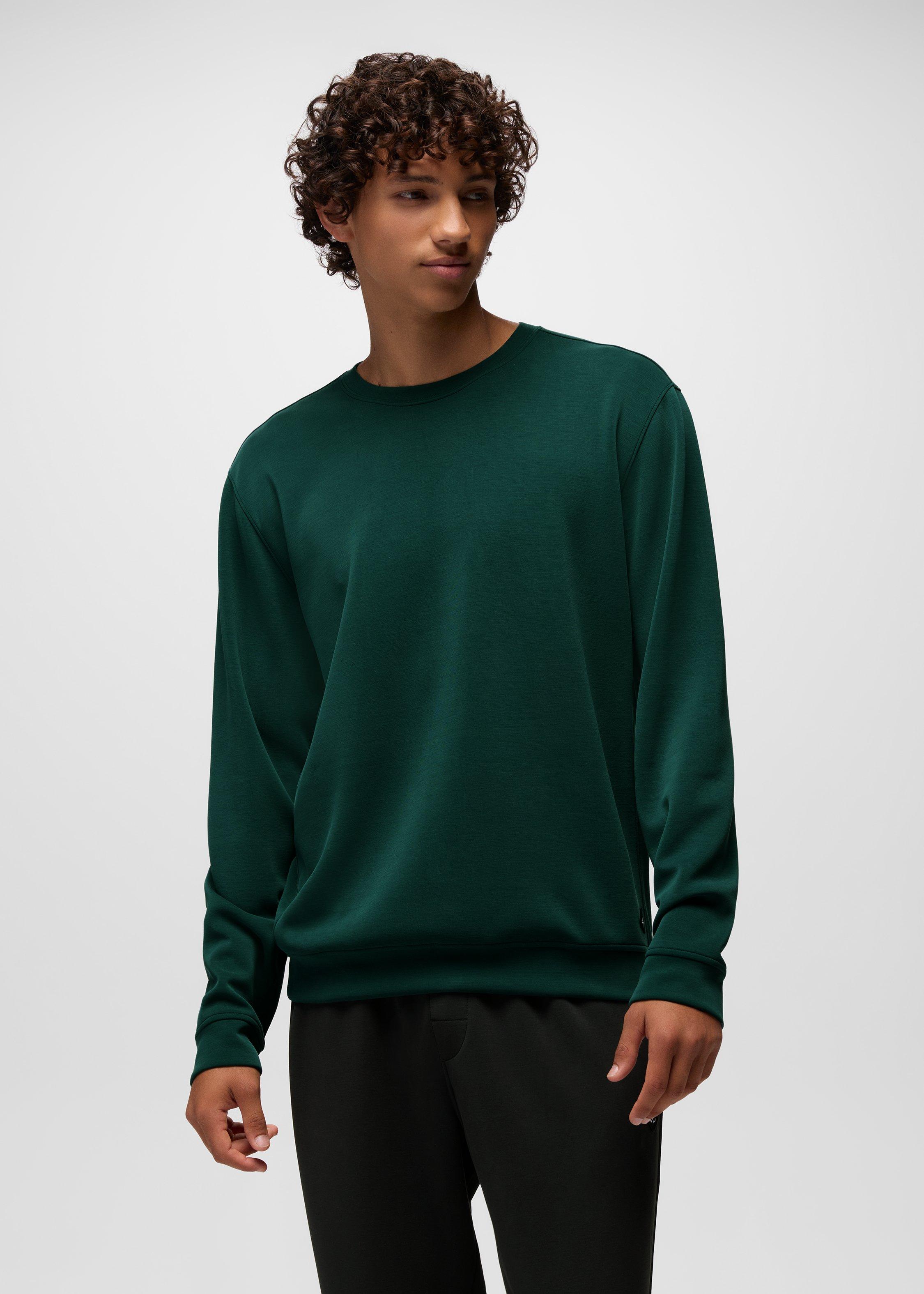Mens prAna Shea Soft Crewneck - Root Green