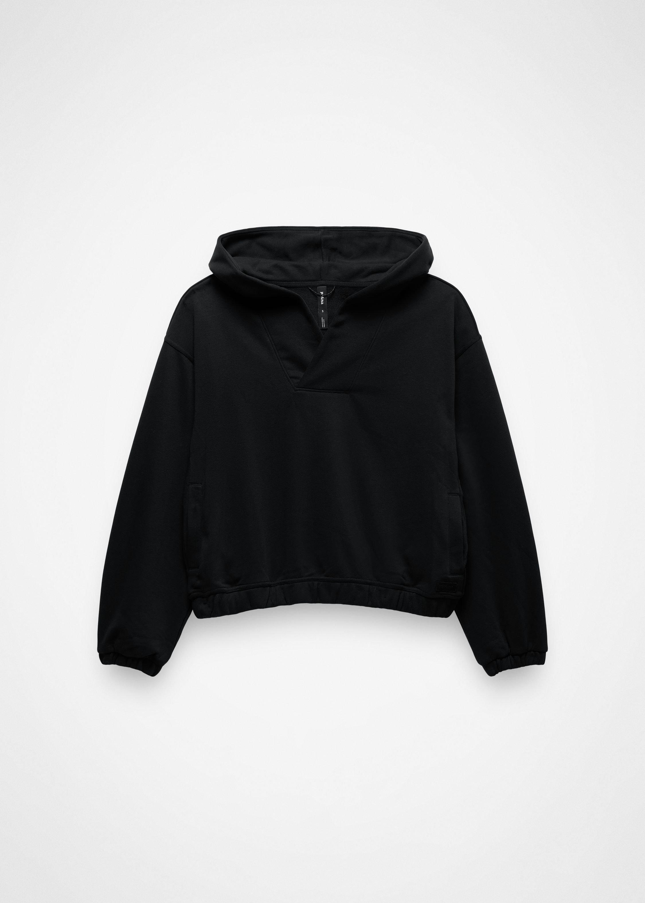 Womens prAna DreamTerry V-Neck Hoodie - Black