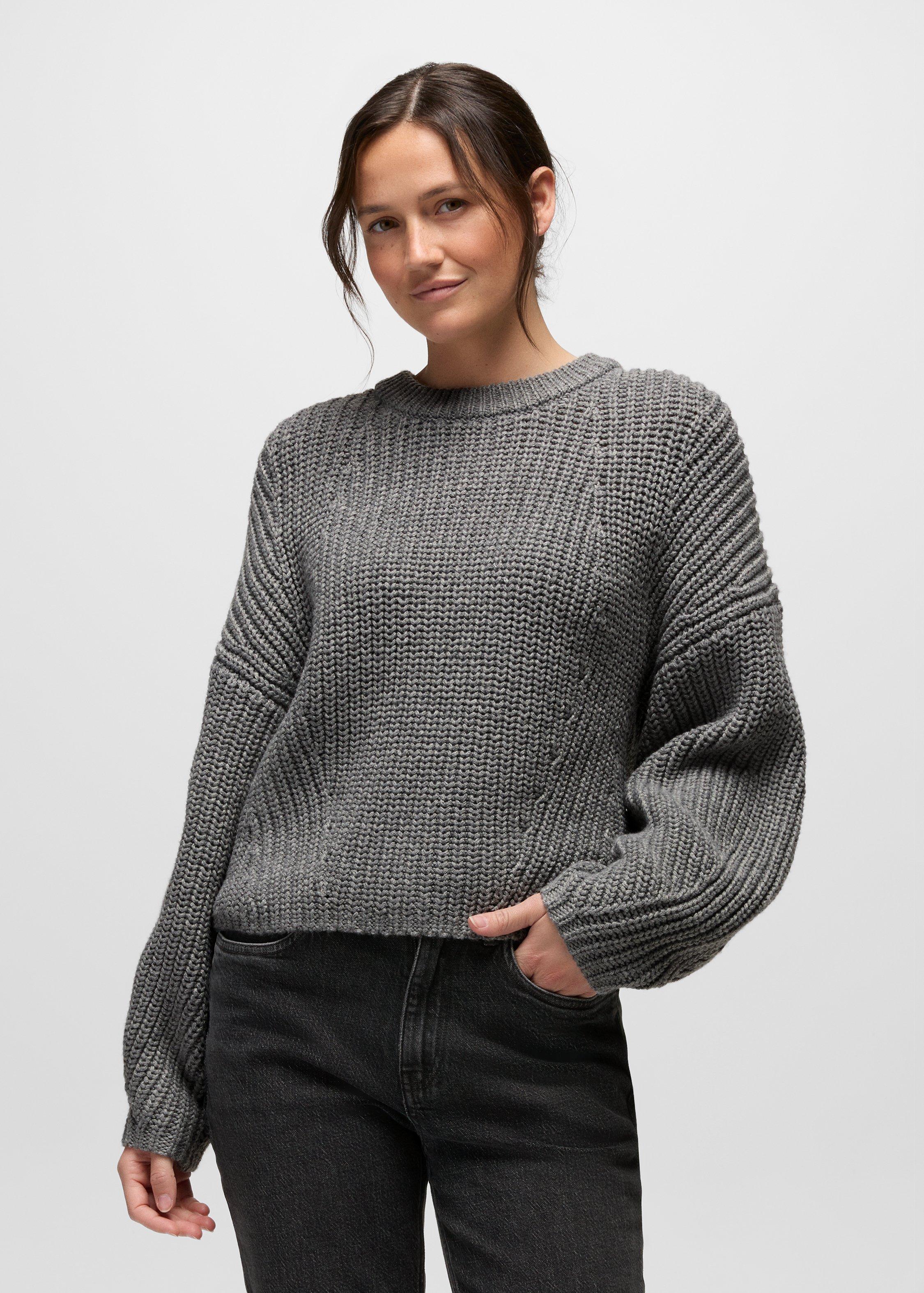Womens prAna Sunday River Crewneck Sweater - Heather Grey