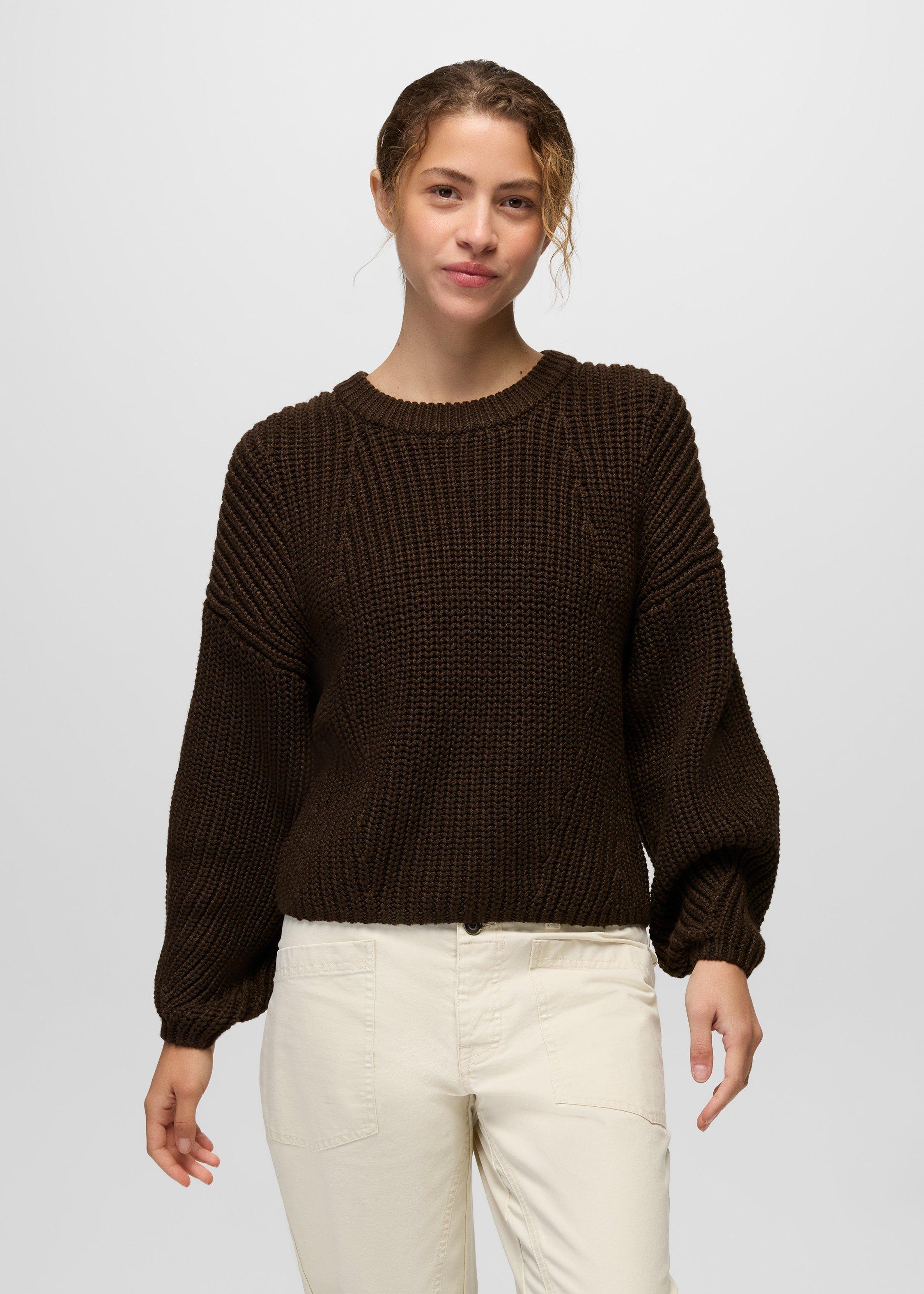 Womens prAna Sunday River Crewneck Sweater - Dark Roast
