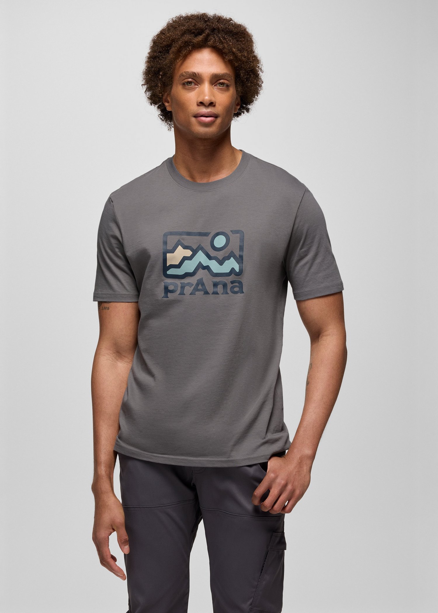 Mens prAna South Ridge Graphic Tee - Pewter
