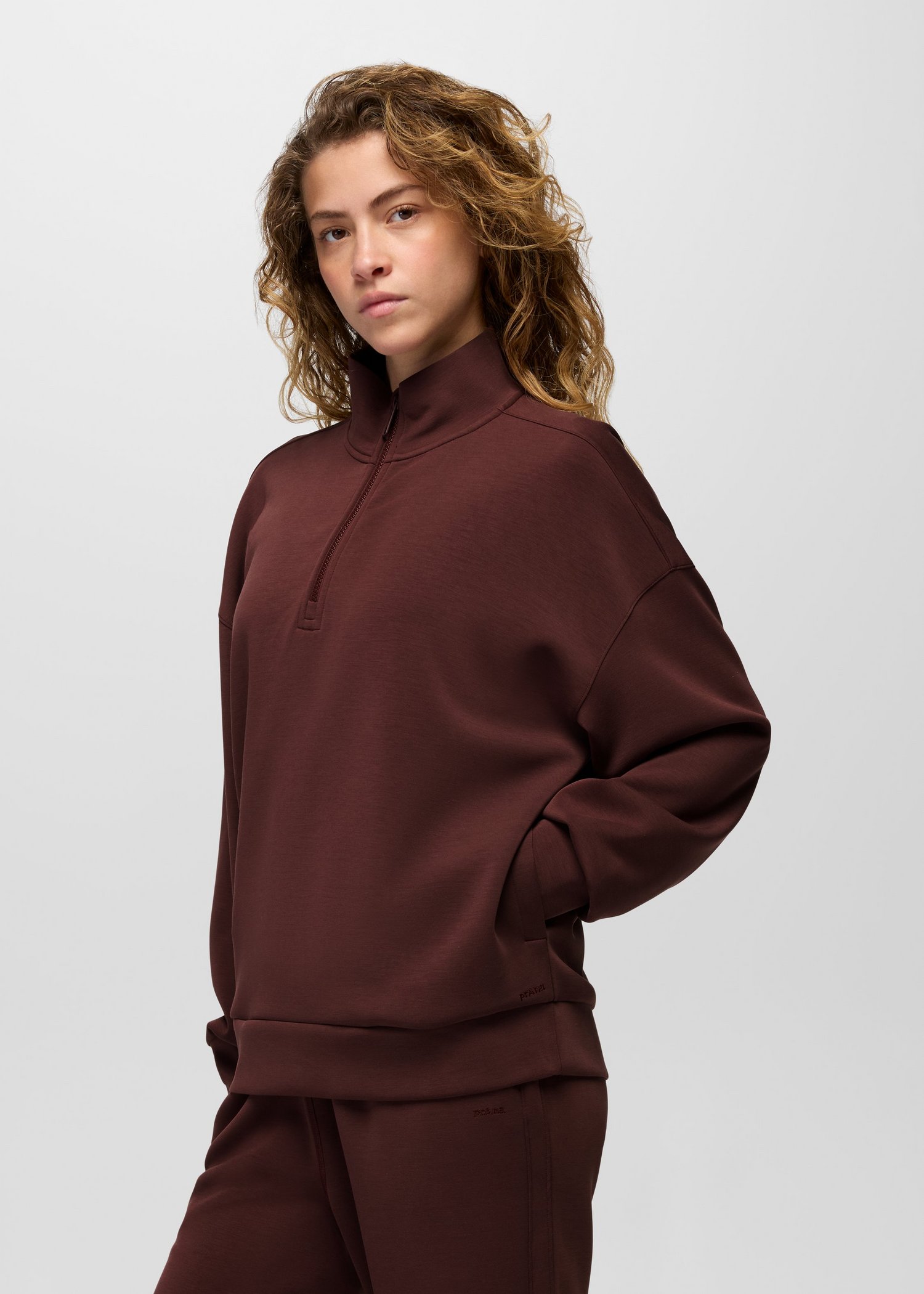 Womens prAna Shea Soft Relaxed Half Zip - Cacao