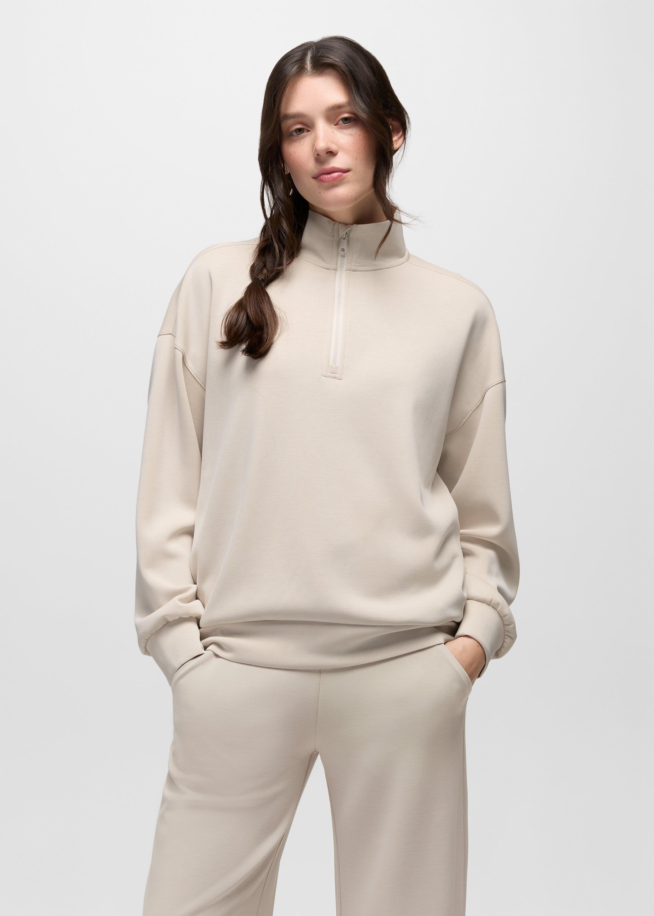 Womens prAna Shea Soft Relaxed Half Zip - Almond