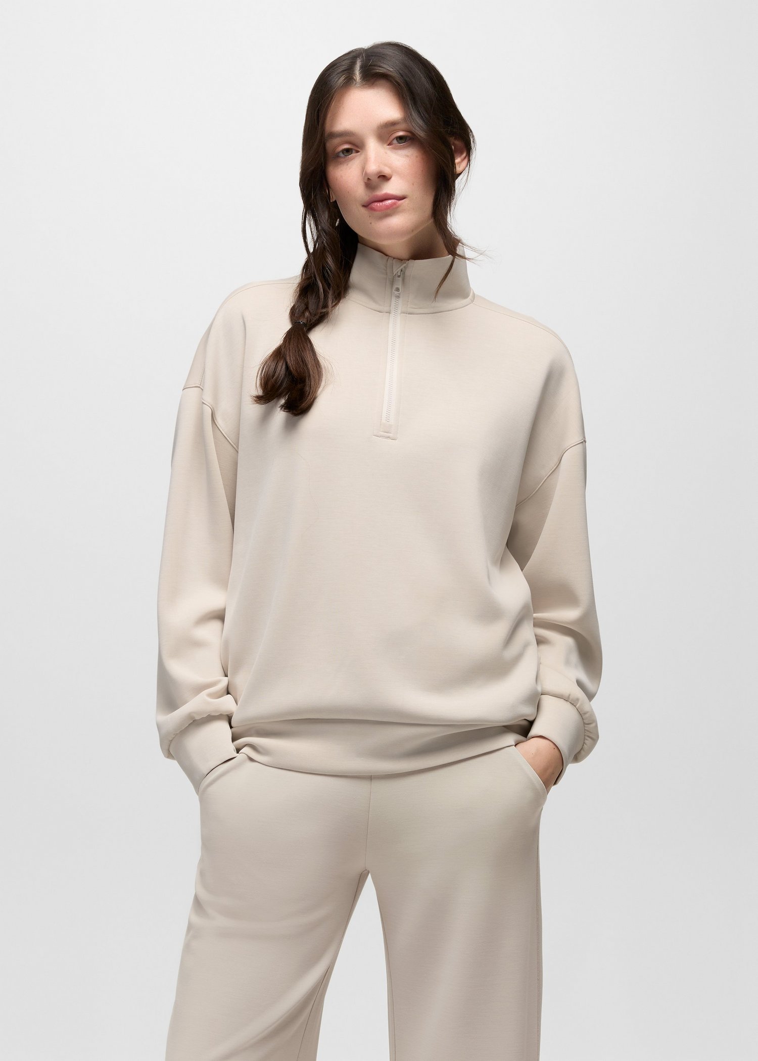 Womens prAna Shea Soft Relaxed Half Zip - Almond