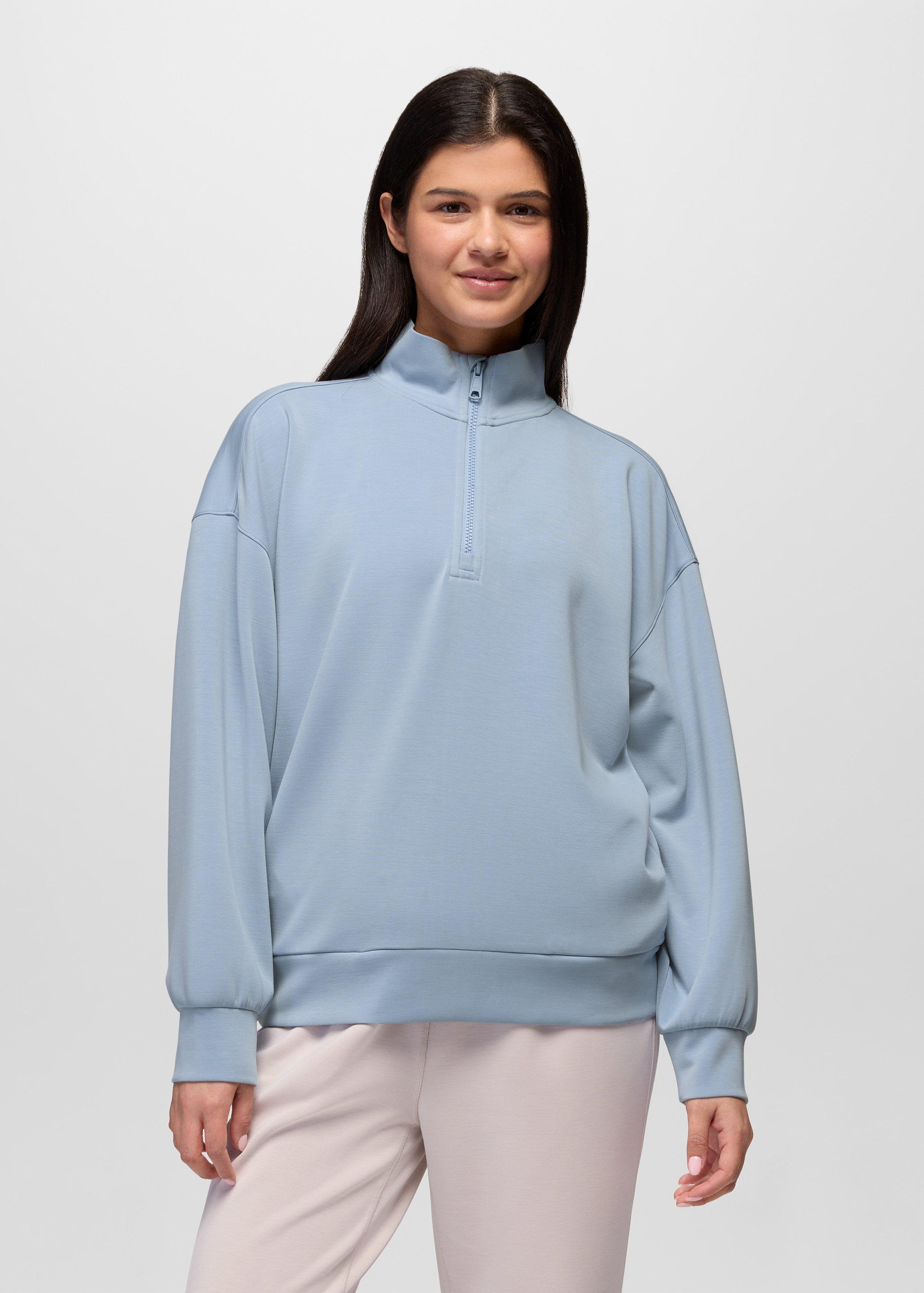 Womens prAna Shea Soft Relaxed Half Zip - Glacier Skies