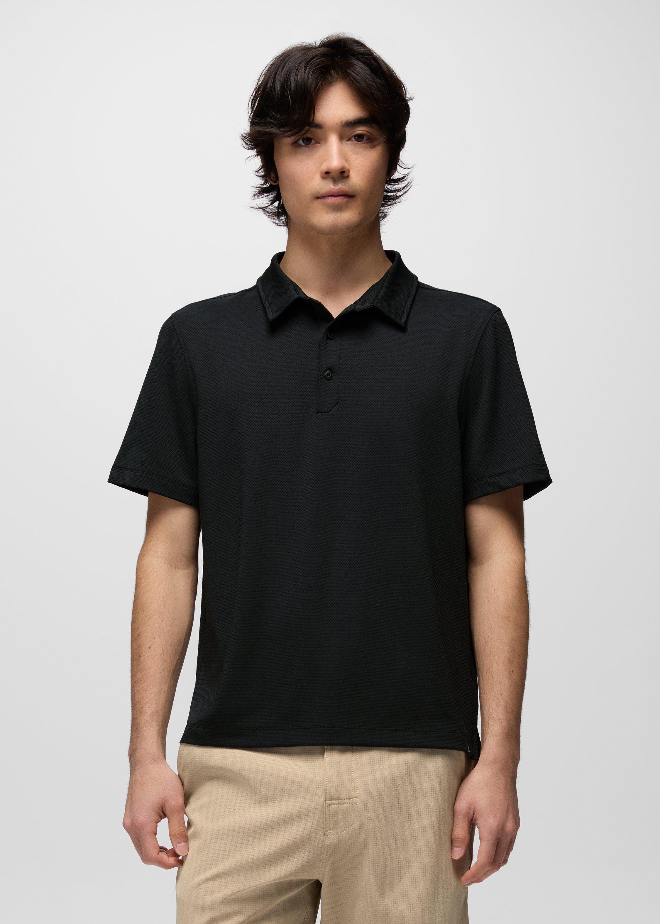 Mens prAna Rotator Short Sleeve Polo - Black