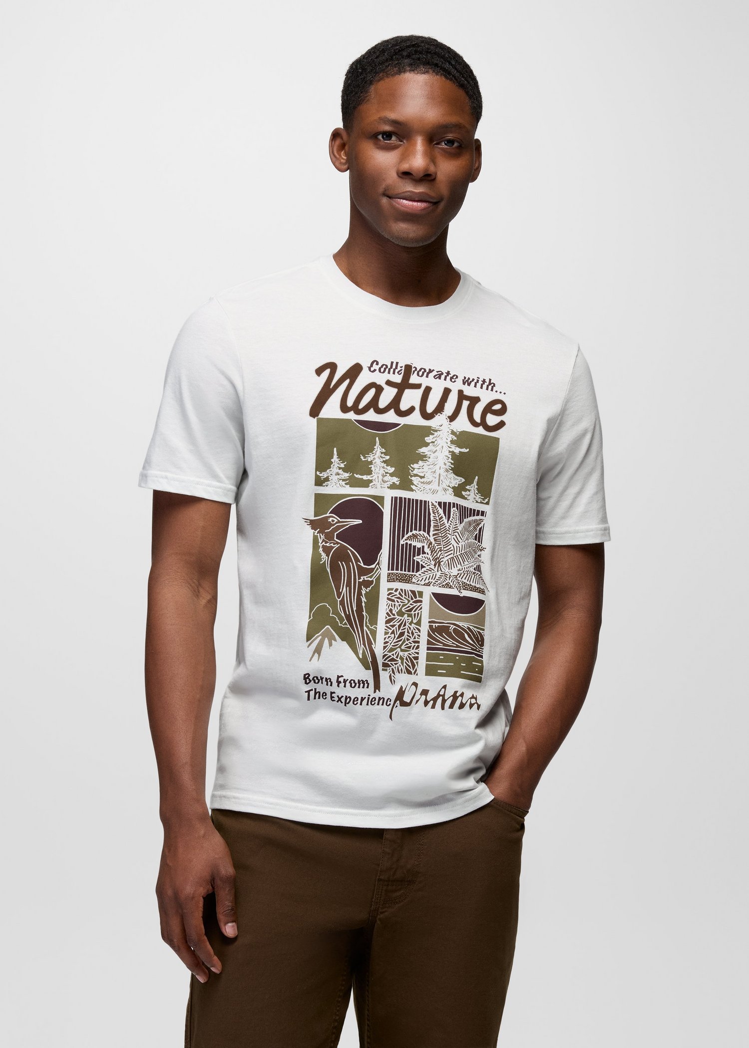 Mens prAna Meadow Hunter Short Sleeve Tee - Soft White