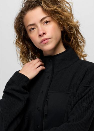 Stretch Zion Fleece Half Snap, Color: Black, image 3