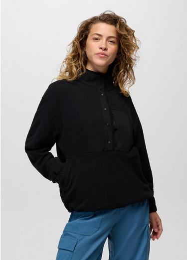 Stretch Zion Fleece Half Snap, Color: Black, image 1