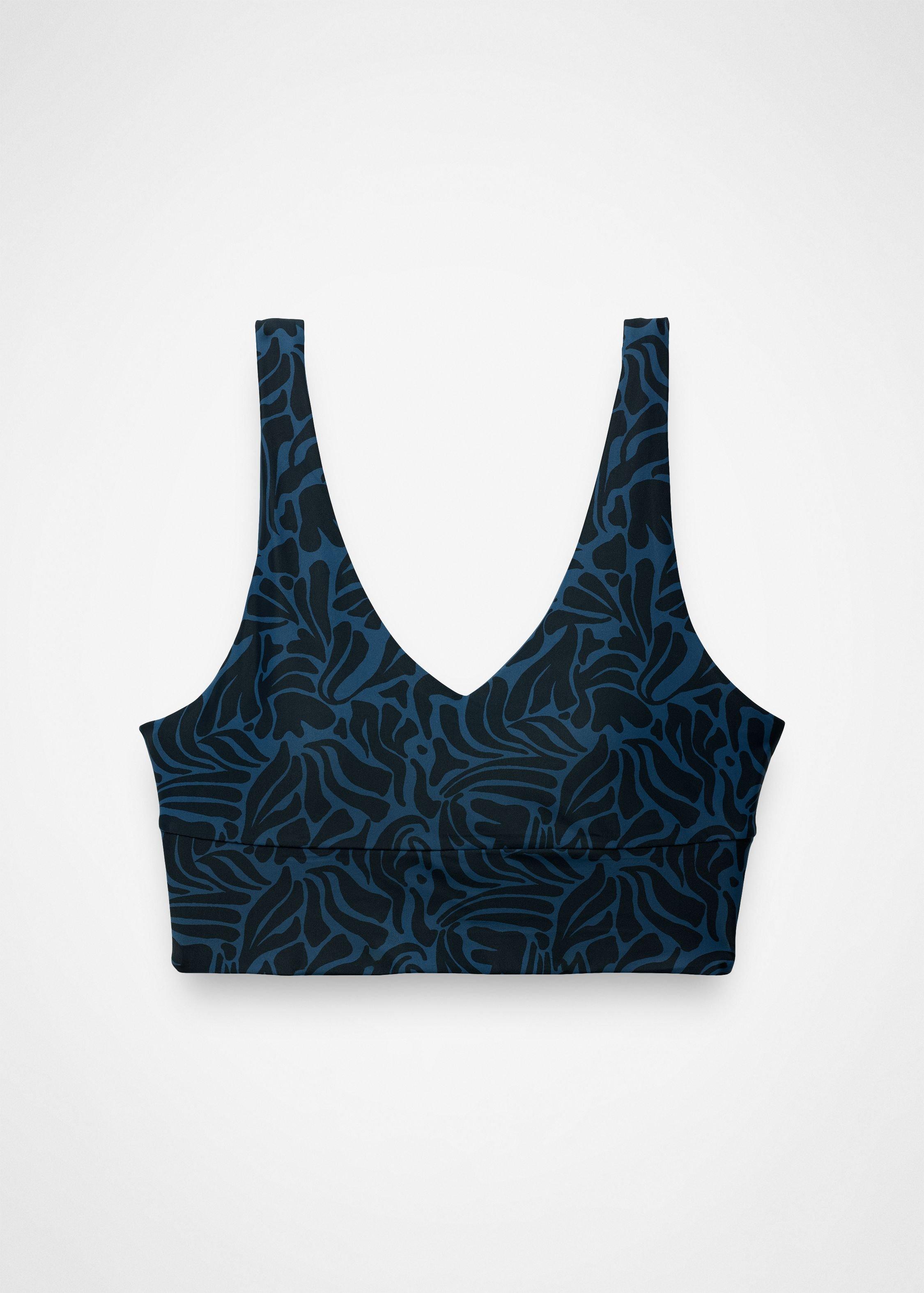 Womens prAna Summer Wave Reversible Swim Top - Black Seaweed