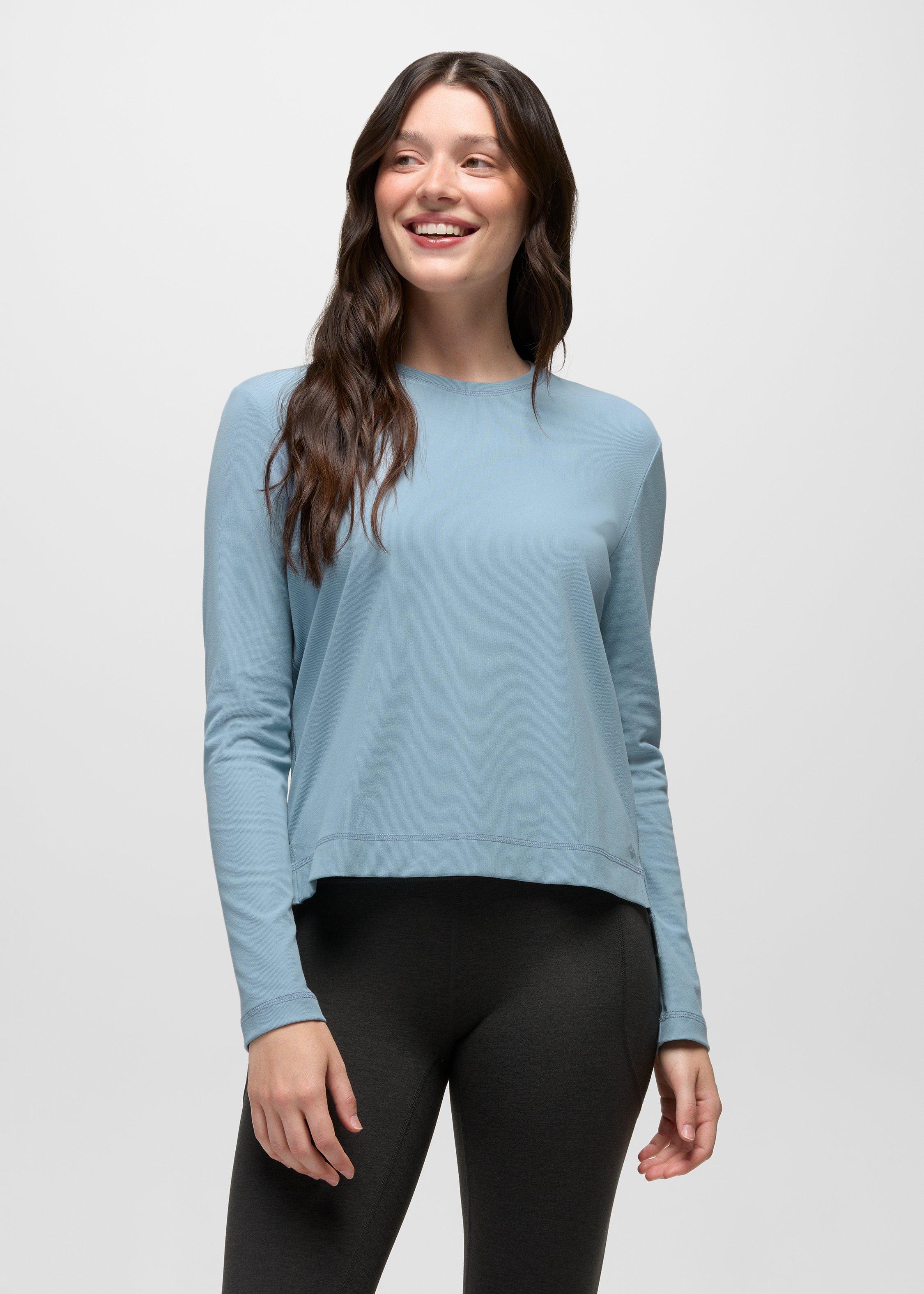 Womens prAna Pure Ascent Long Sleeve - Glacier Skies