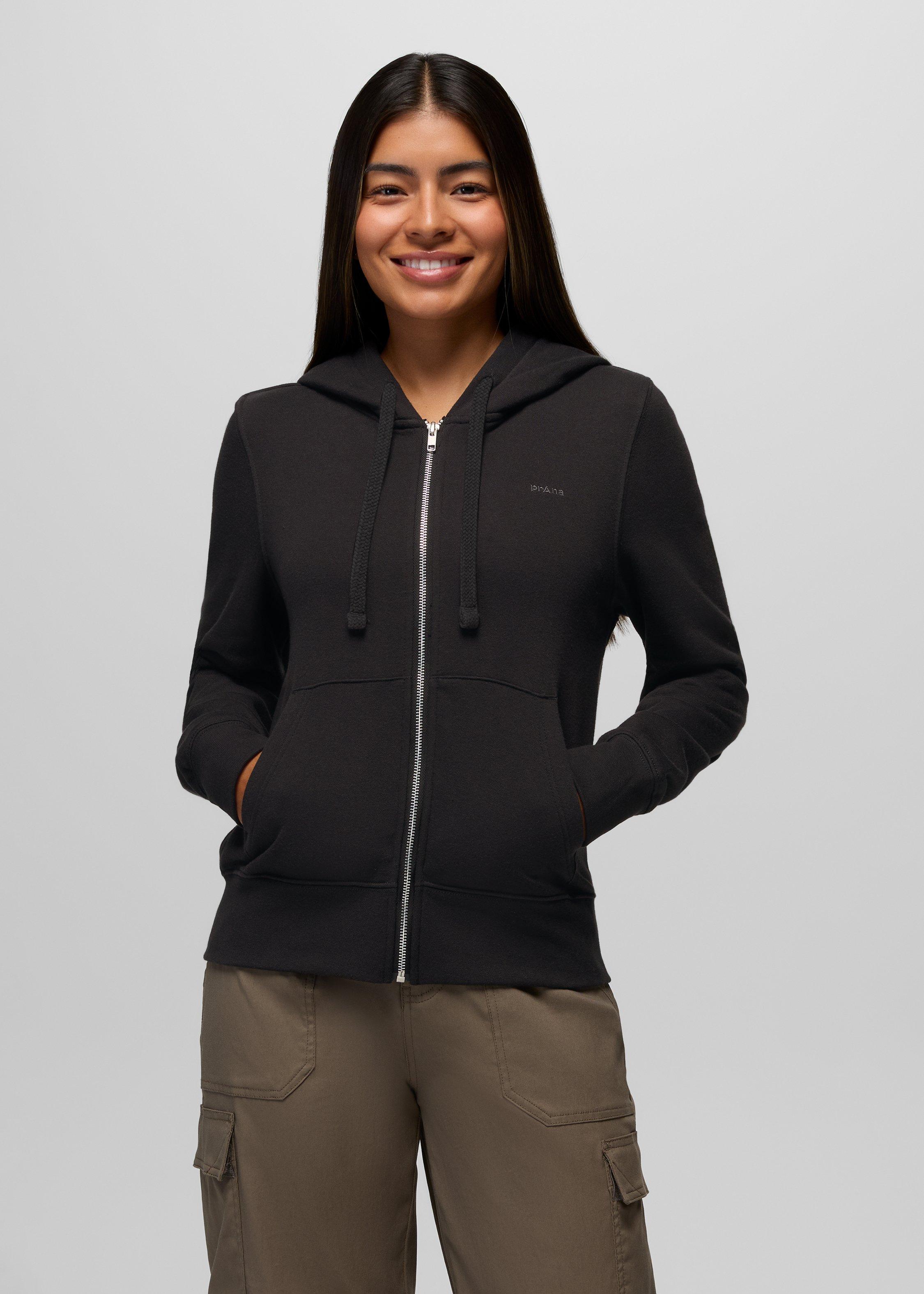 Womens prAna Fleece Full Zip Hoodie - Black