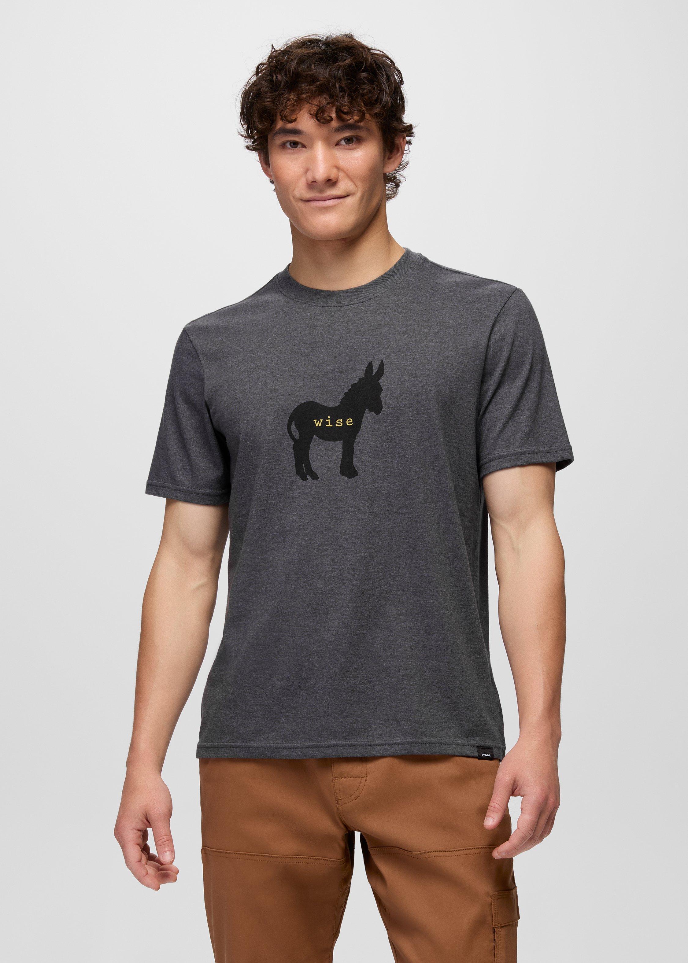 Mens prAna Wise Ass Journeyman Short Sleeve Graphic Tee - Shadow Heather