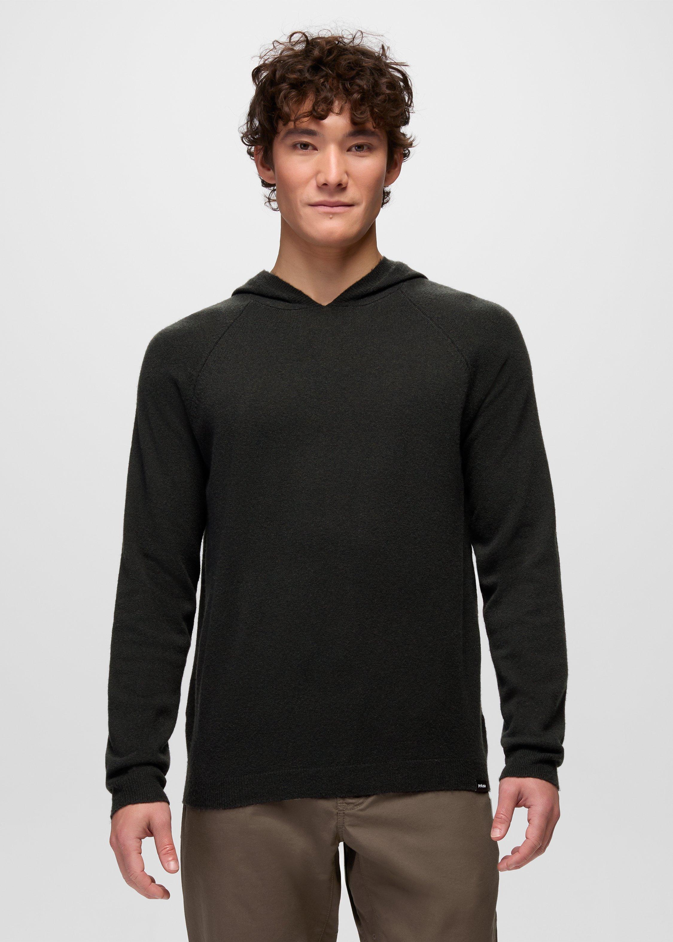 Mens prAna Three Falls Hooded Sweater - Black