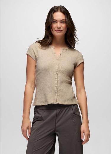Cambria Cove Button Up Top, Color: Oatmeal Heather, image 9