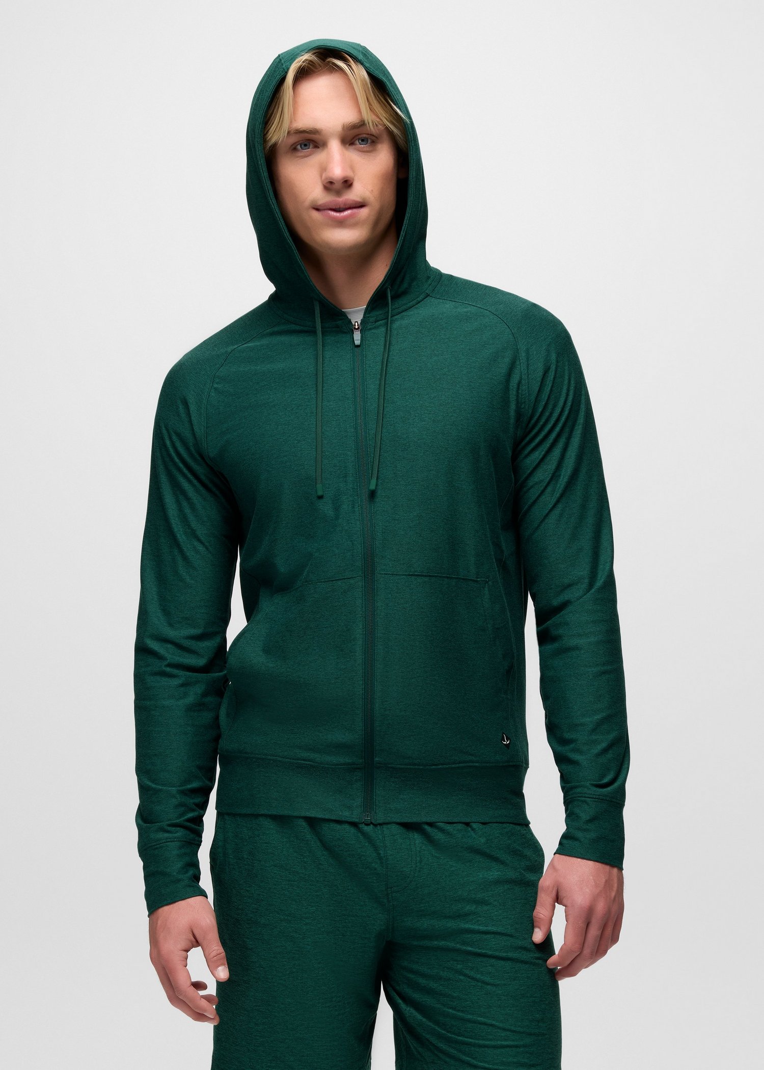Mens prAna Altitude Tracker Light Full-Zip Hoodie - Root Green Heather
