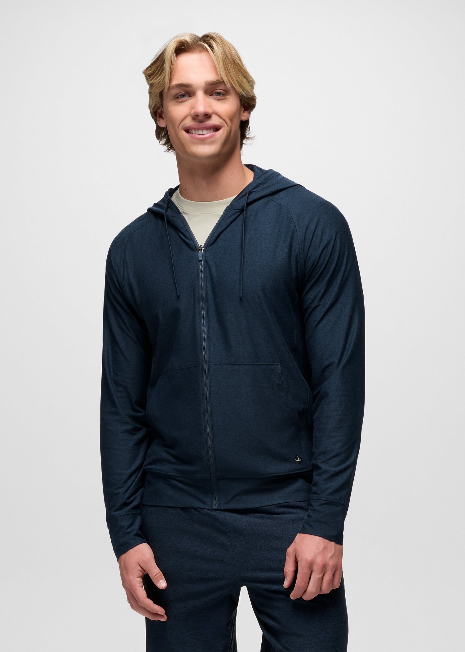Mens prAna Altitude Tracker Light Full-Zip Hoodie - Nautical Heather