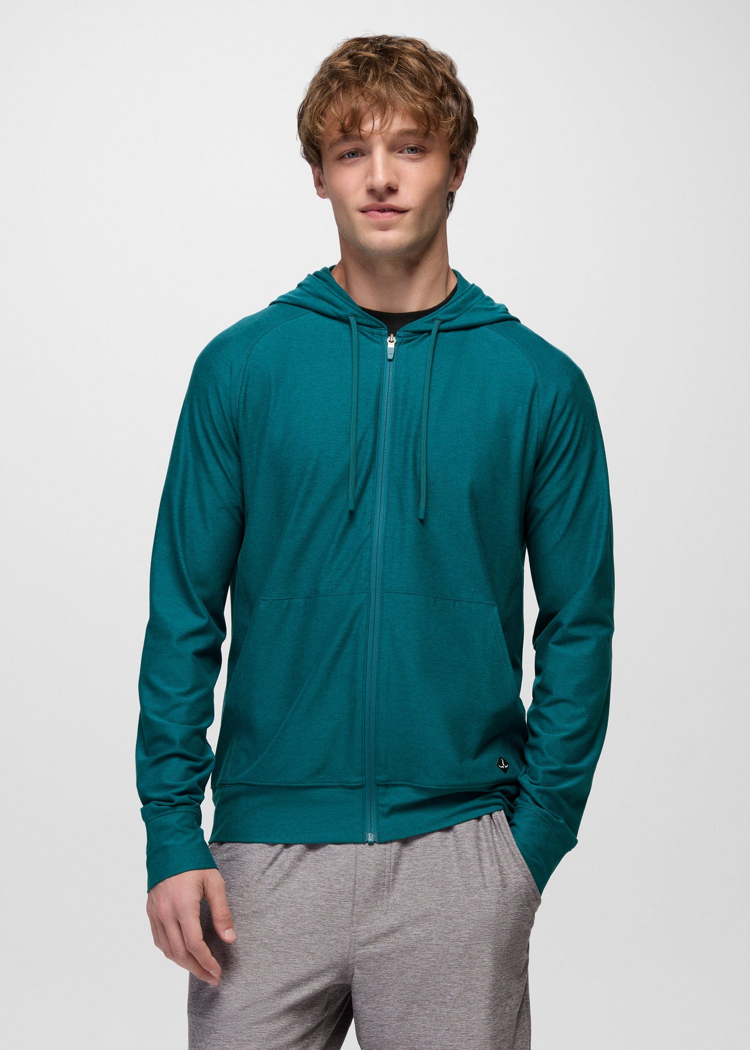 Mens prAna Altitude Tracker Light Full-Zip Hoodie - Blue Coral Heather