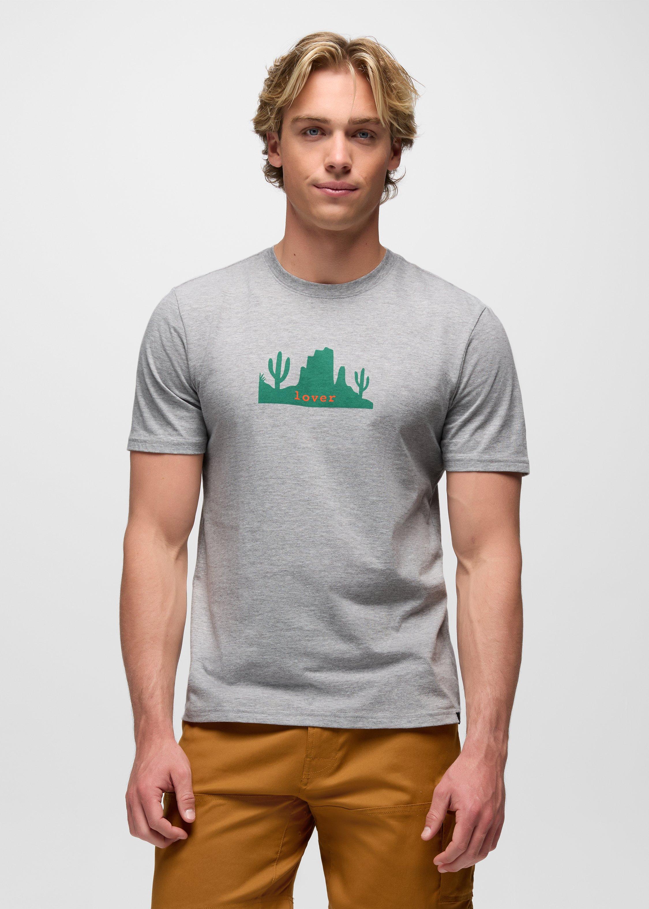 Mens prAna Desert Lover Journeyman Short Sleeve Graphic Tee - Heather Grey