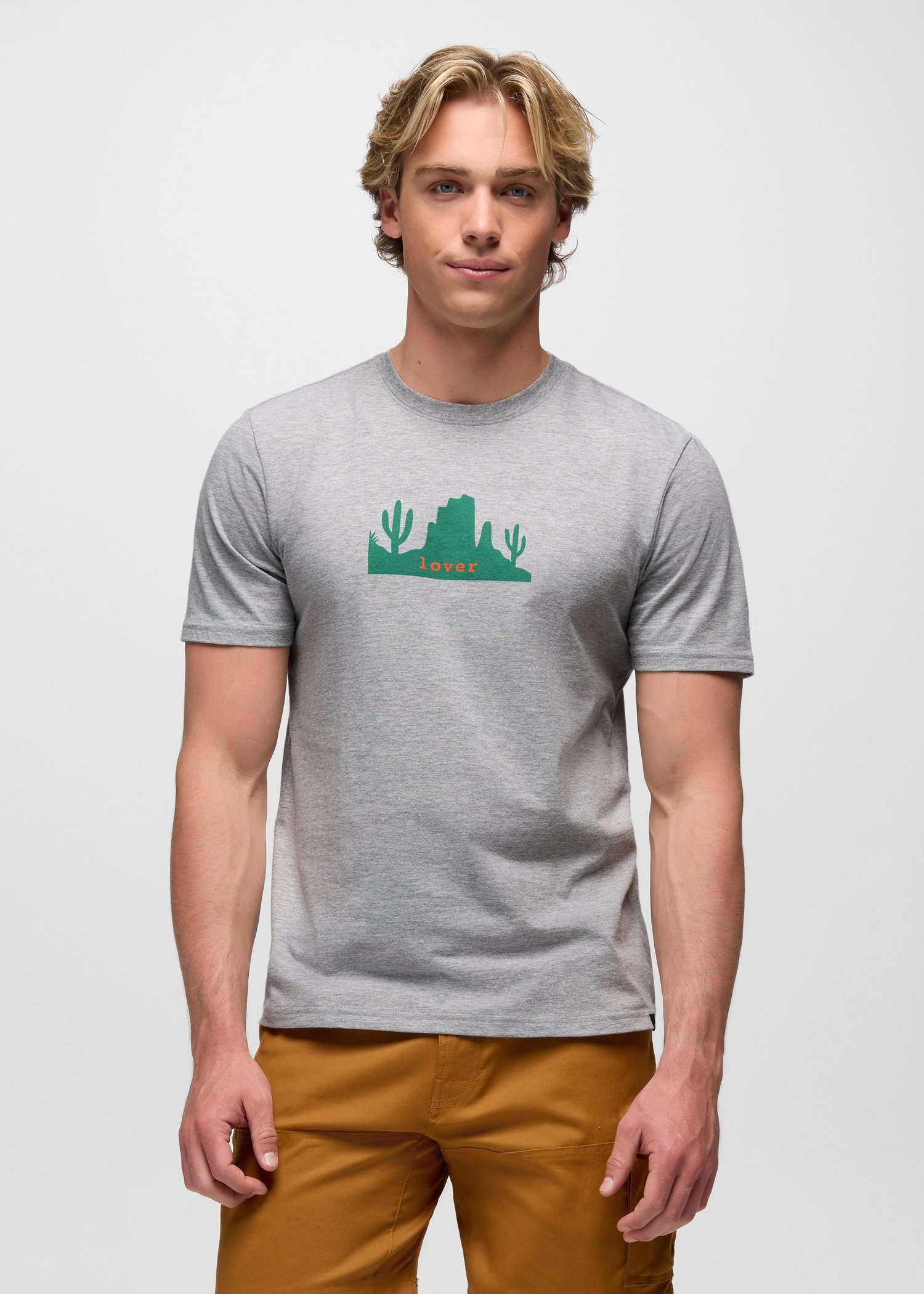 Mens prAna Desert Lover Journeyman Short Sleeve Graphic Tee - Heather Grey