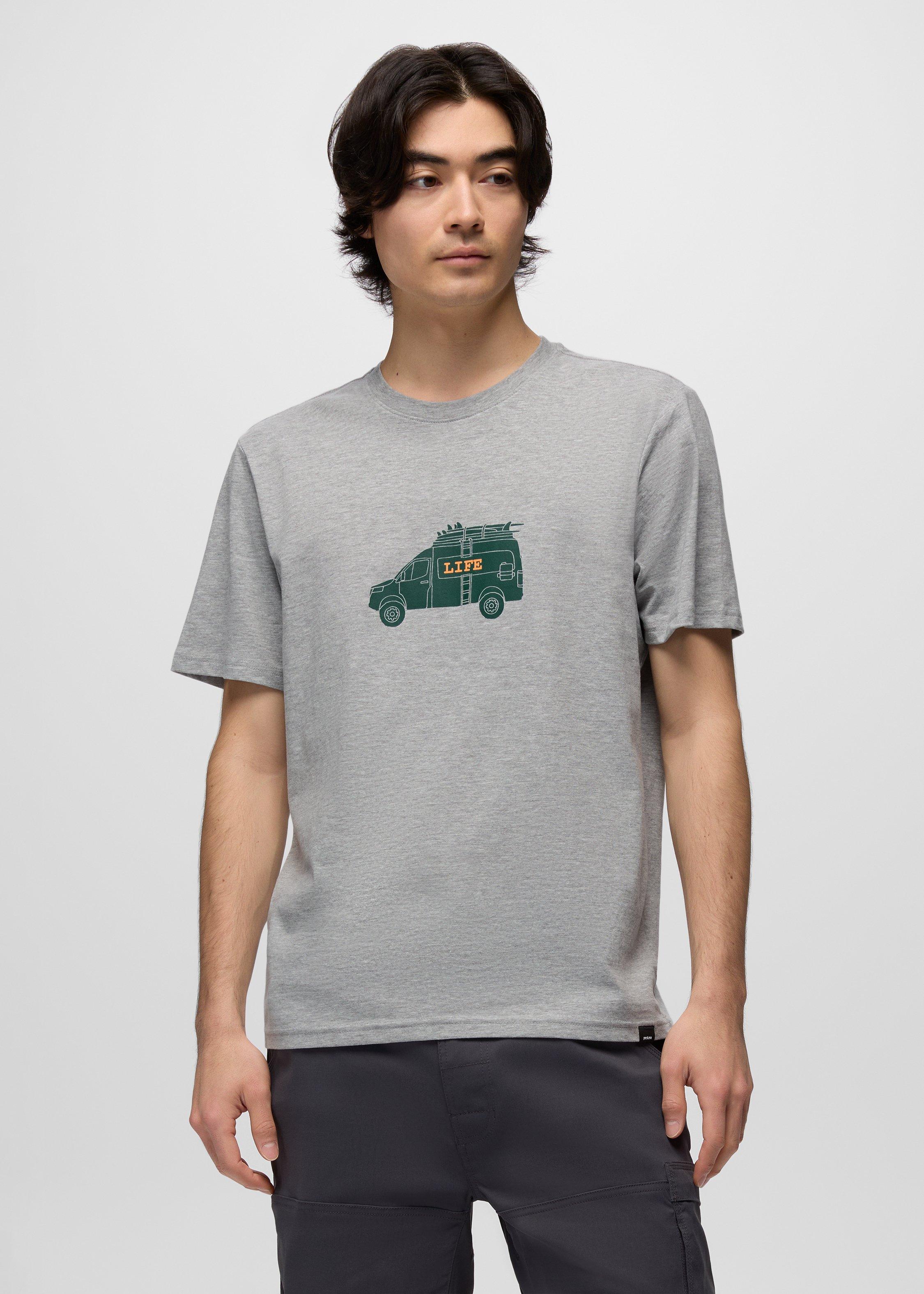 Mens prAna Van Life Journeyman Short Sleeve Graphic Tee - Heather Grey