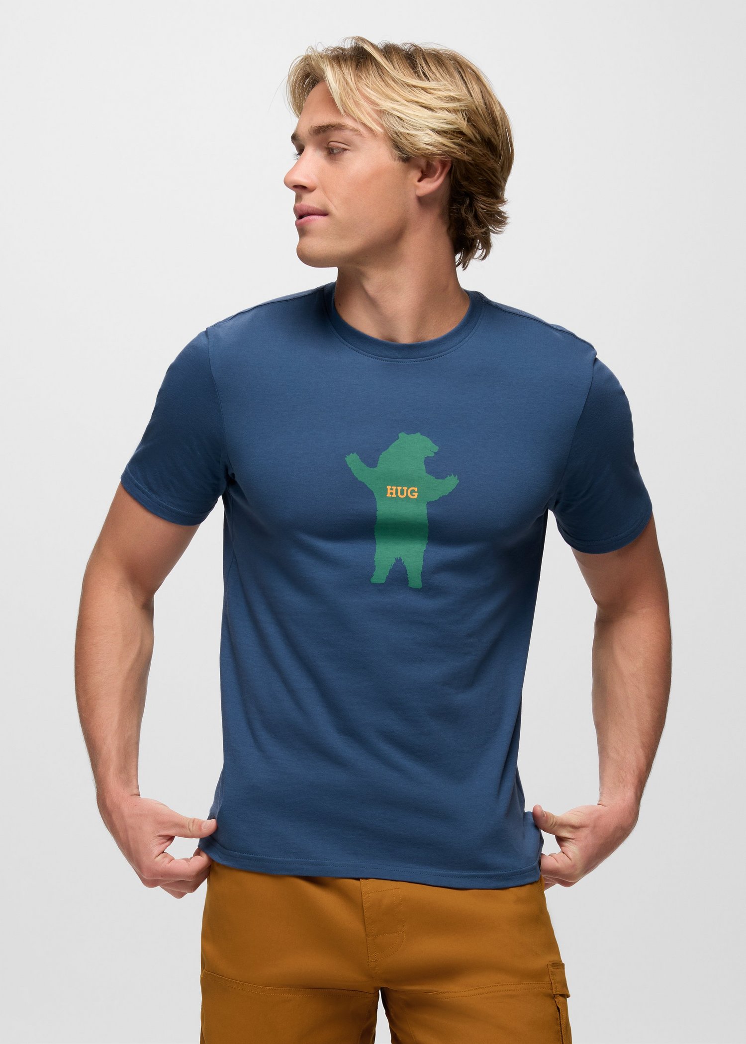 Mens prAna Bear Squeeze Journeyman Short Sleeve Graphic Tee - Bluff Blue