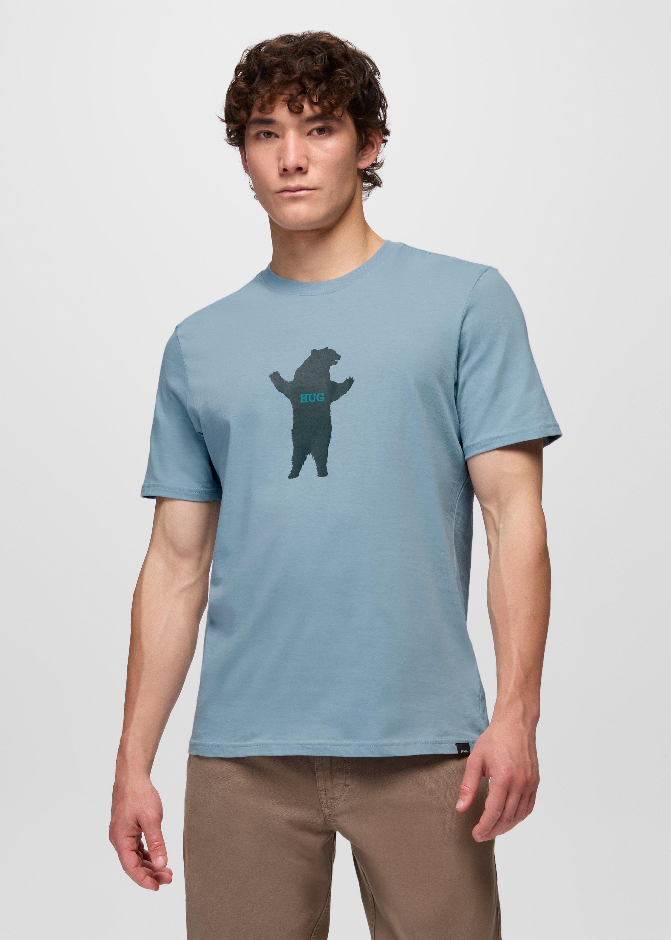 Mens prAna Bear Squeeze Journeyman Short Sleeve Graphic Tee - Glacier Skies