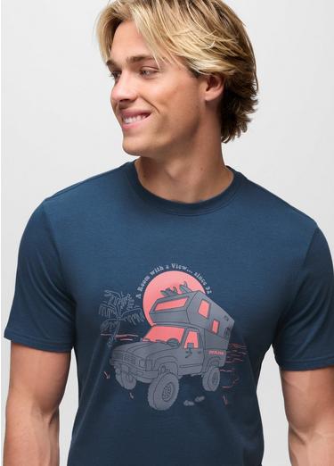 prAna Beach Livin Short Sleeve Graphic Tee, Color: Bluff Blue, image 7
