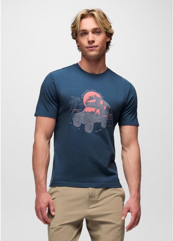 prAna Beach Livin Short Sleeve Graphic Tee, Color: Bluff Blue, image 1