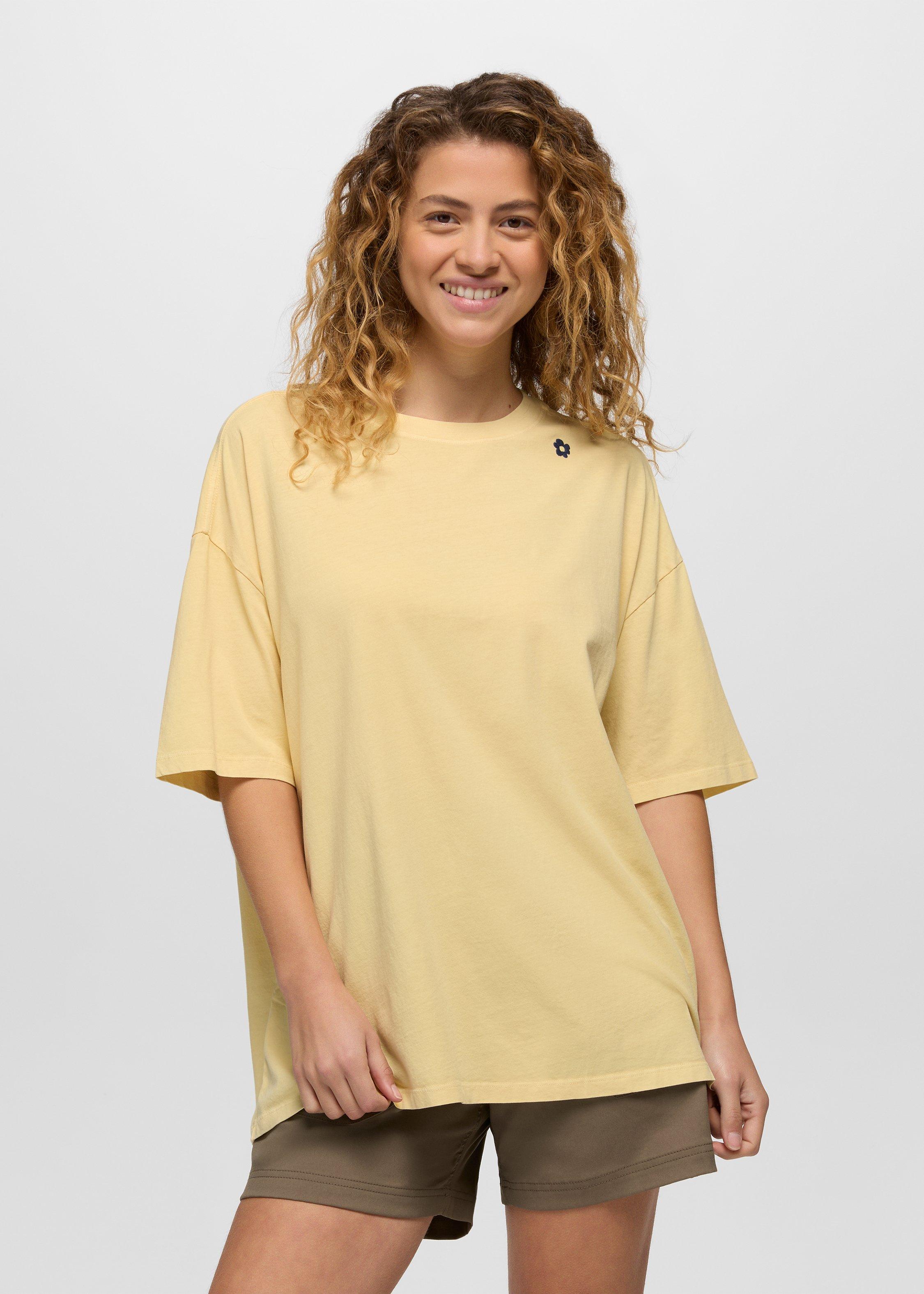 Womens prAna Everyday Root To Rise Oversize Graphic Tee - Vanilla Bean