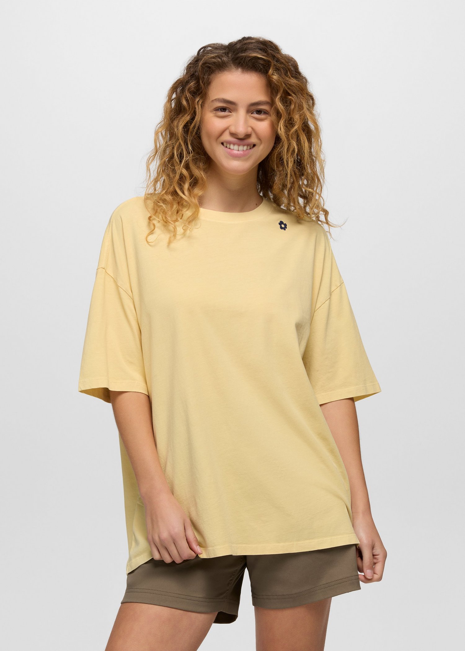 Womens prAna Everyday Root To Rise Oversize Graphic Tee - Vanilla Bean