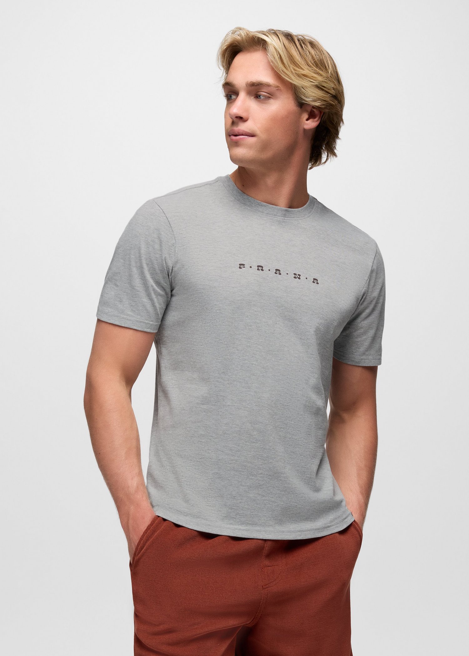 Mens prAna Valley Lookout Short Sleeve Graphic Tee - Heather Grey