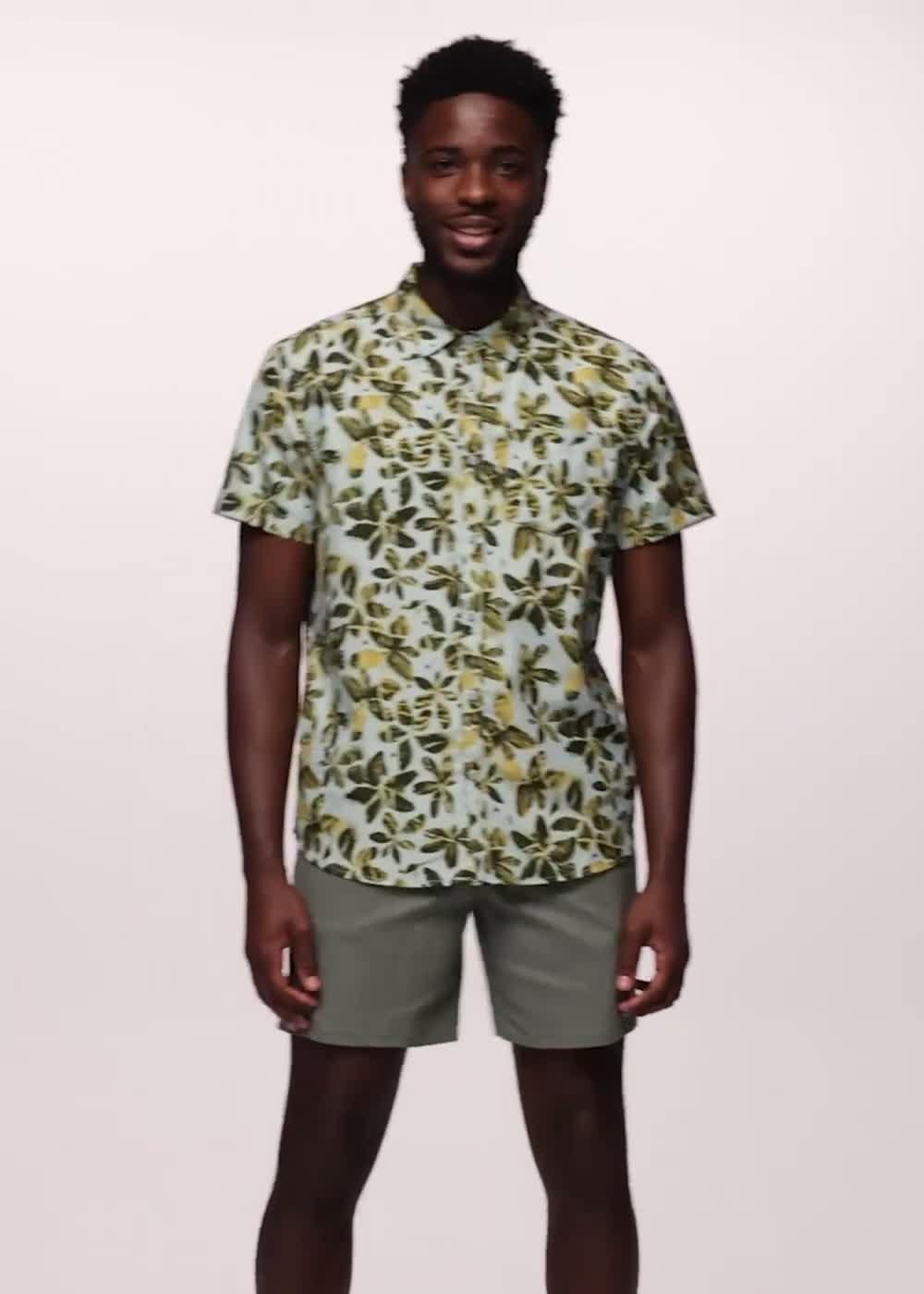 Lost Sol Printed Short Sleeve Shirt, Color: Saltwater Wildflower