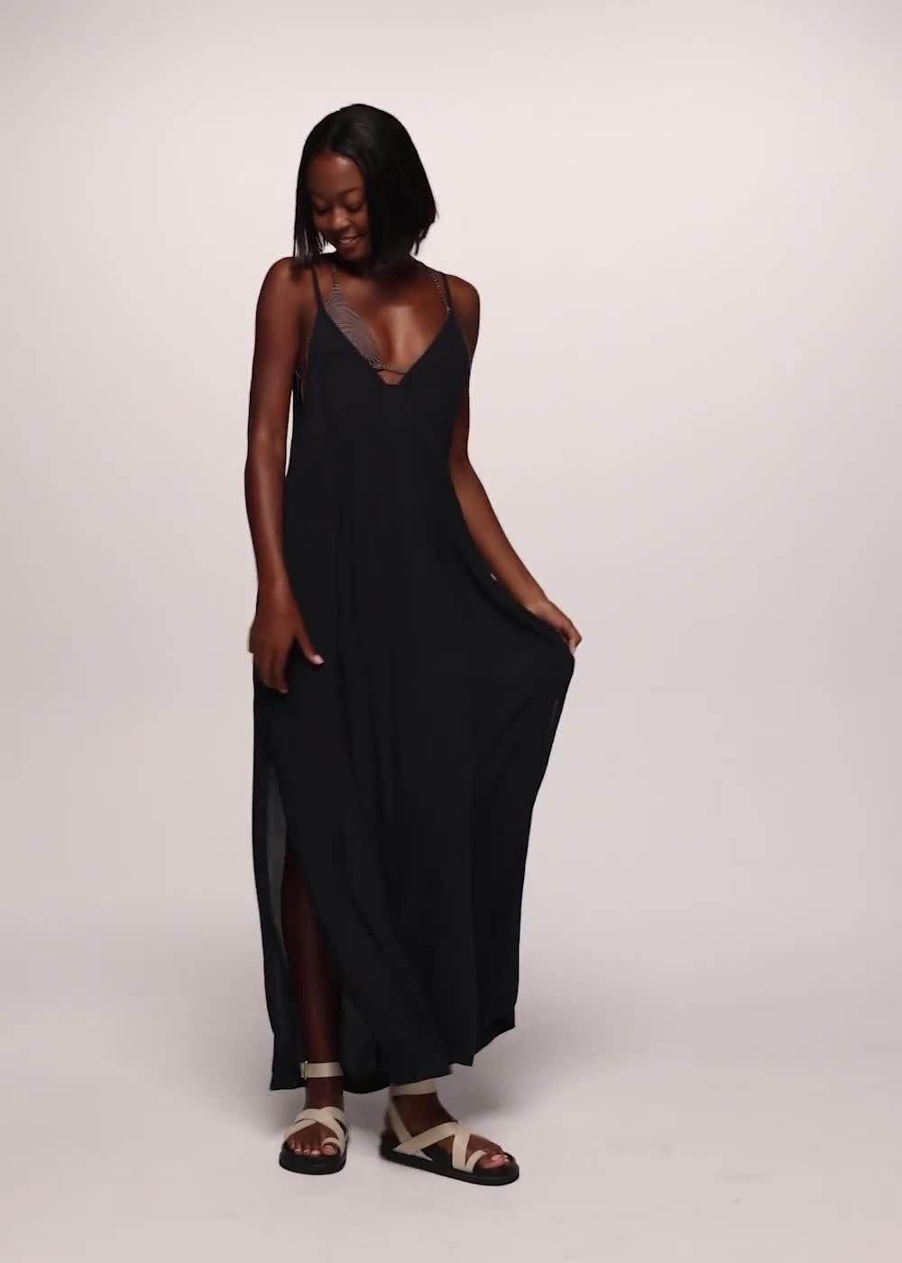 Fernie V-Neck Maxi Dress, Color: Black