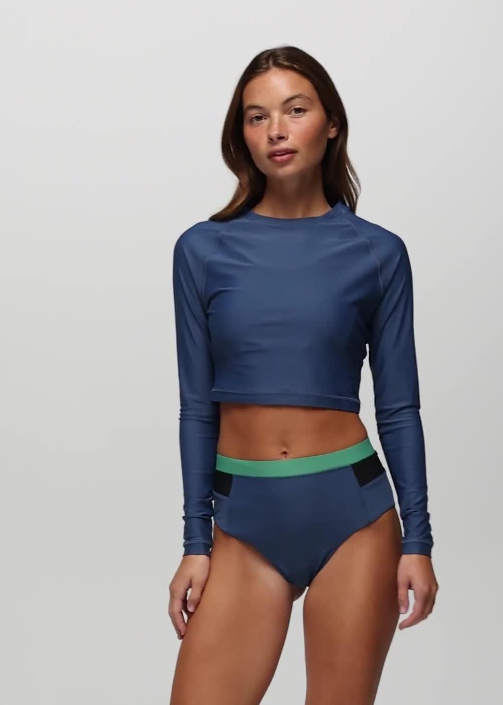 Baja Bound Rashguard Swim Top, Color: Bluff Blue