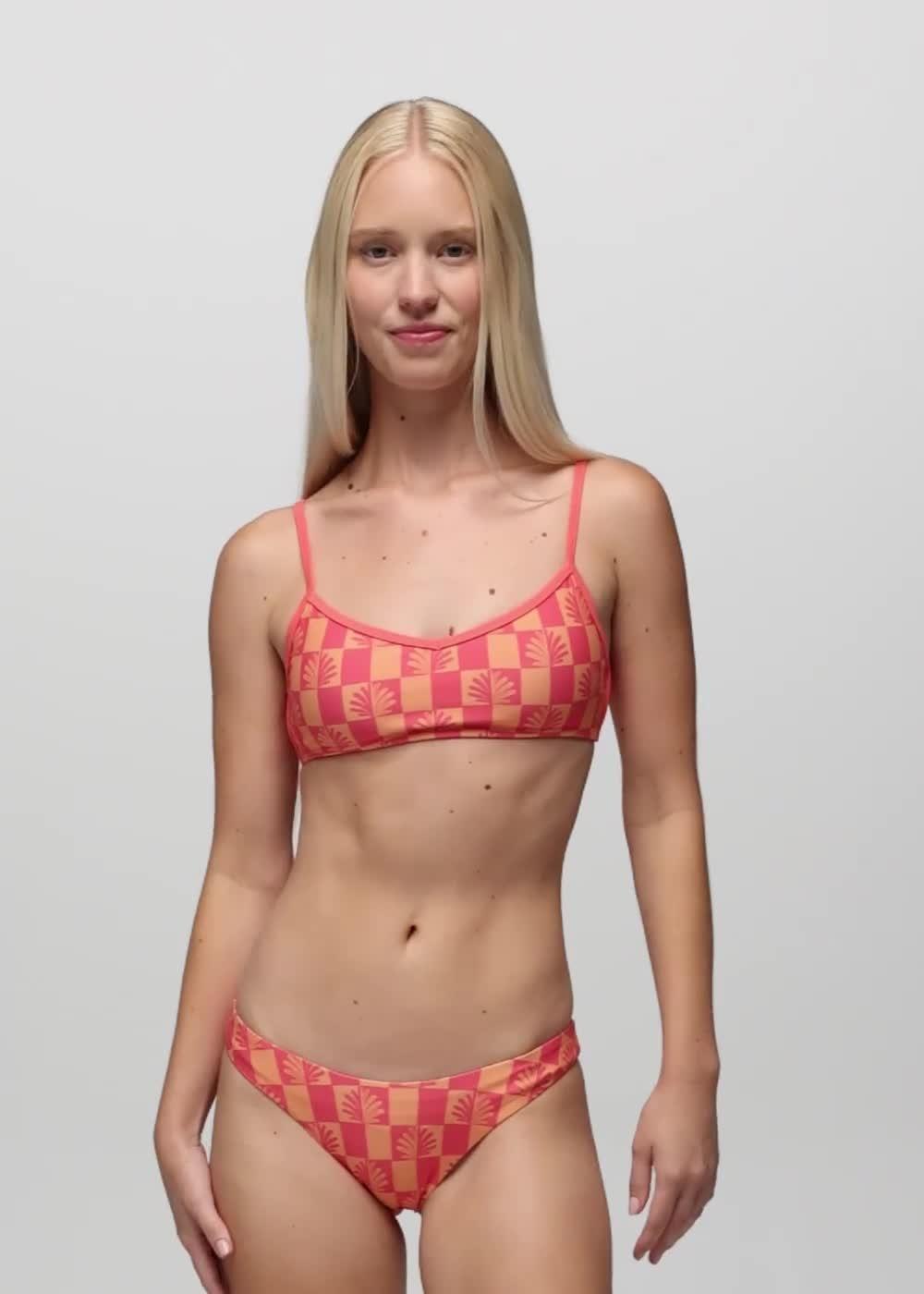Tropic Kiss Swim Top, Color: Guava Pop Checker