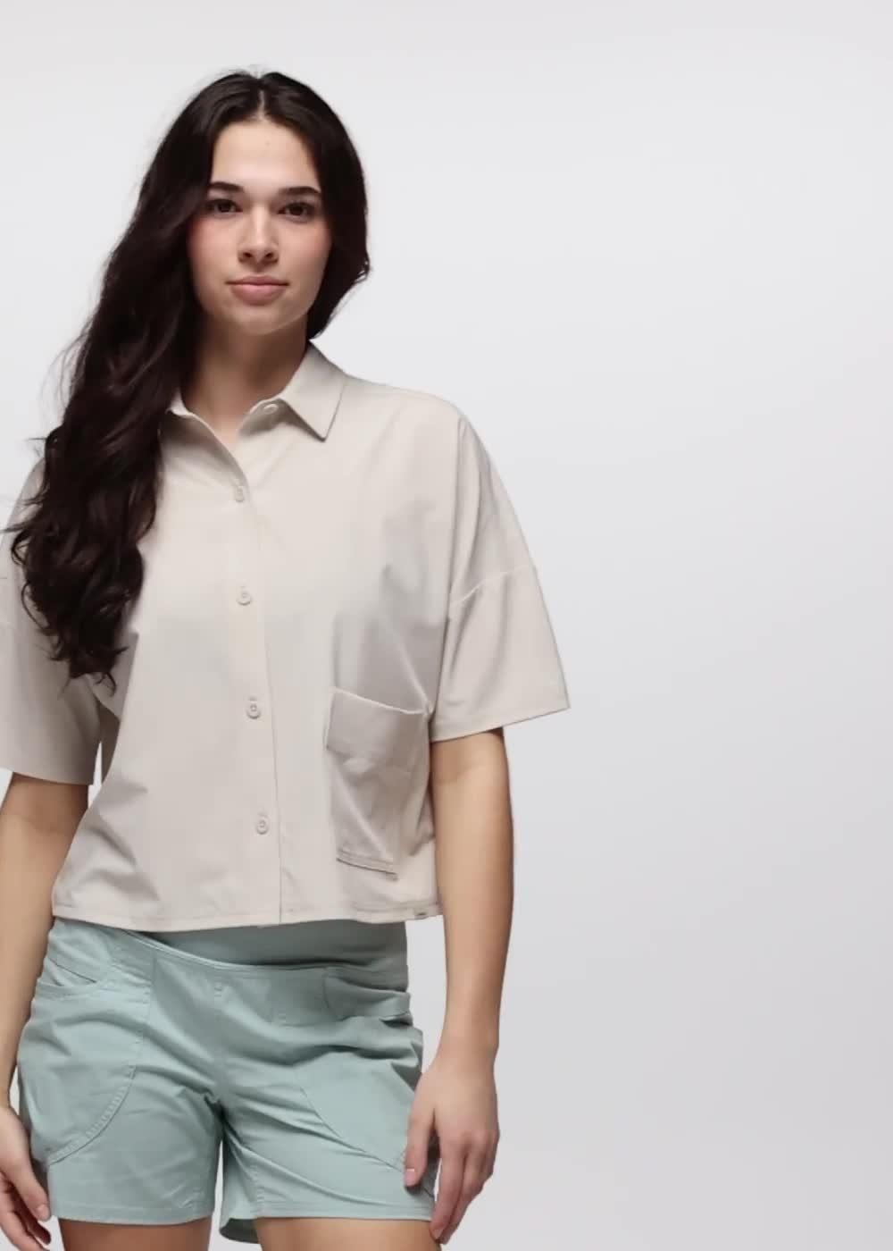 Railay Short Sleeve Button Down, Color: Almond