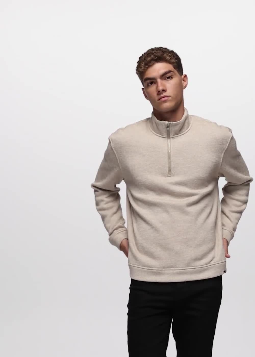 Two Harbors 1/4 Zip Sweater, Color: Oatmeal Heather