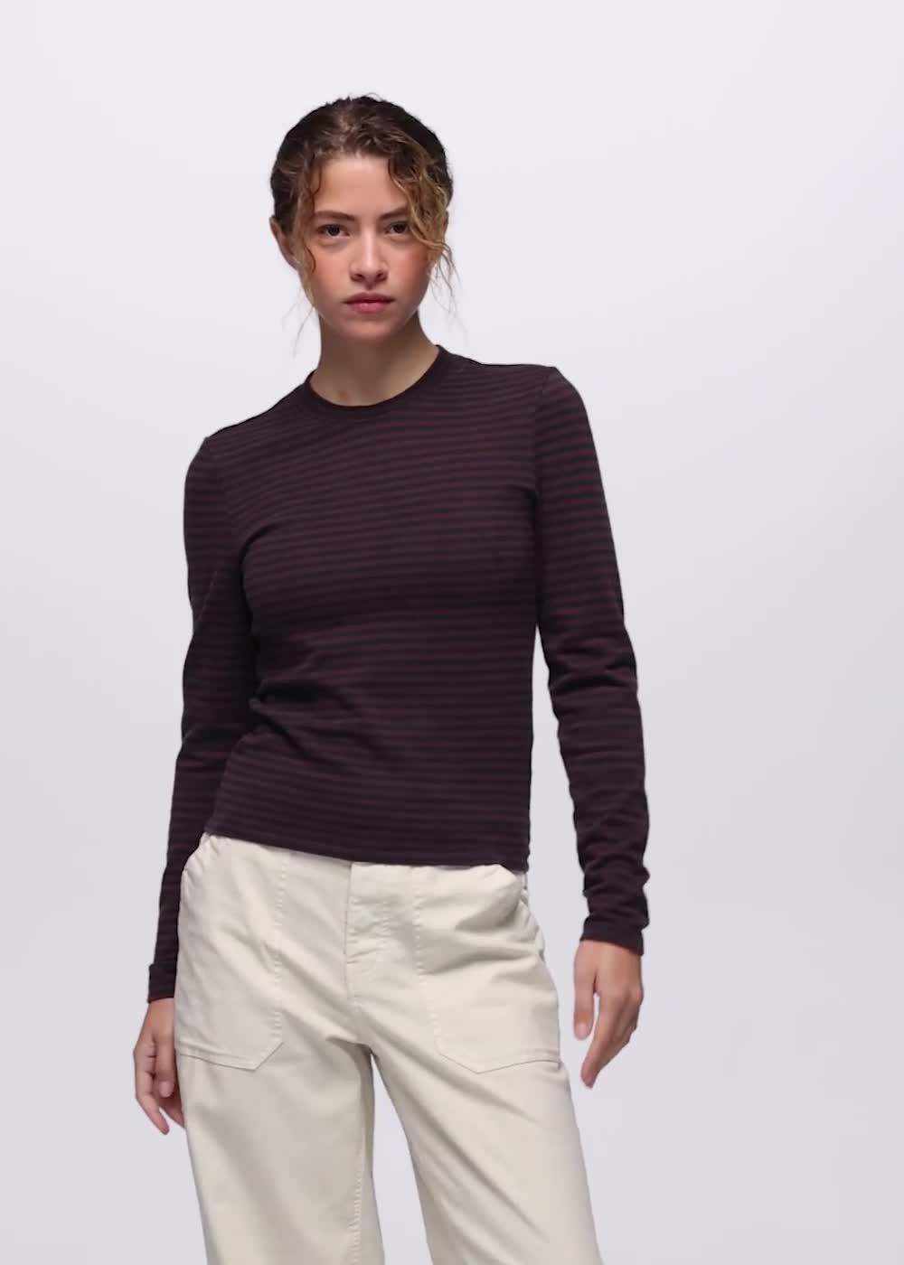 Lotus Long Sleeve Tee, Color: Cacao Stripe