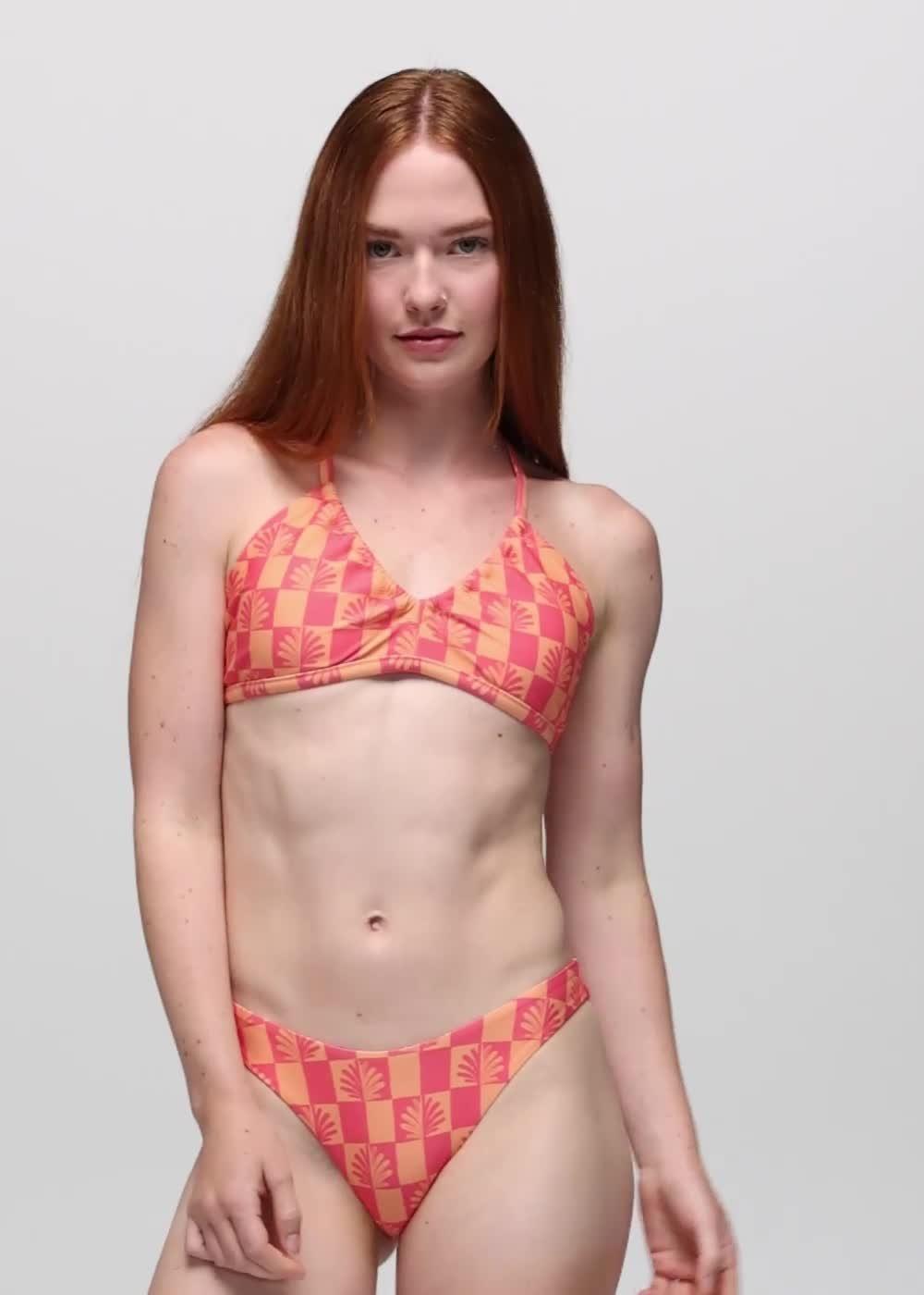 Reef Break Adjustable Swim Top, Color: Guava Pop Checker