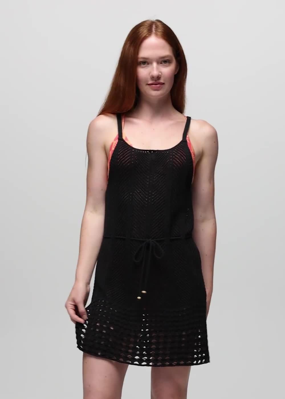 Crochet Mini Dress, Color: Black