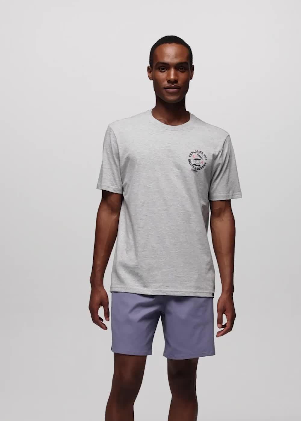 prAna Inward Journey Short Sleeve Graphic Tee, Color: Heather Grey