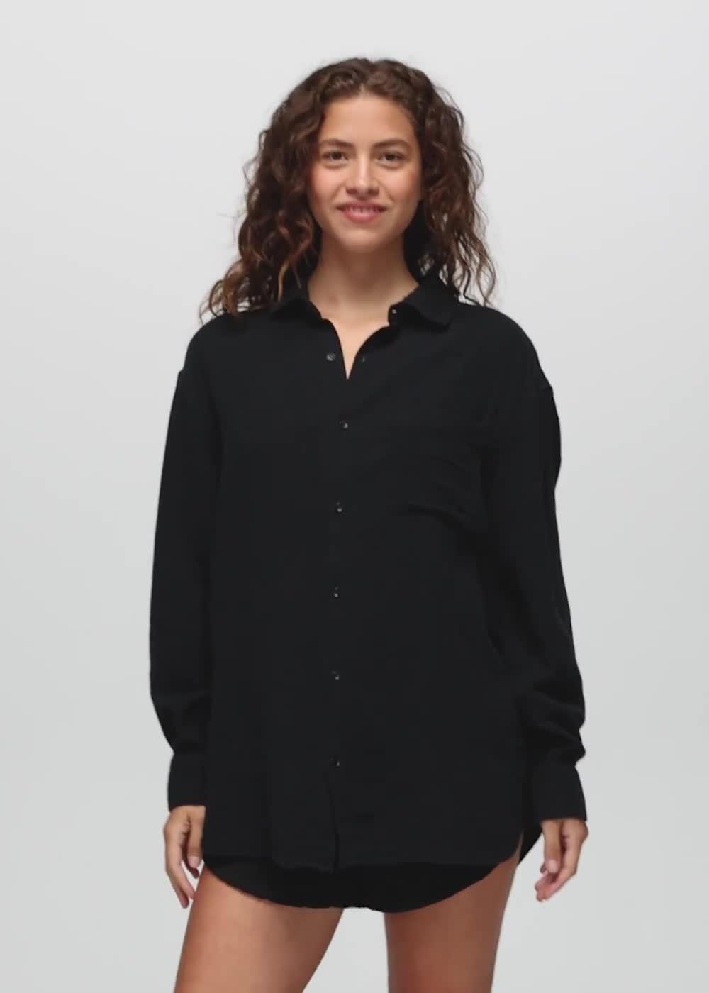 Hideaways Button Down Top, Color: Black