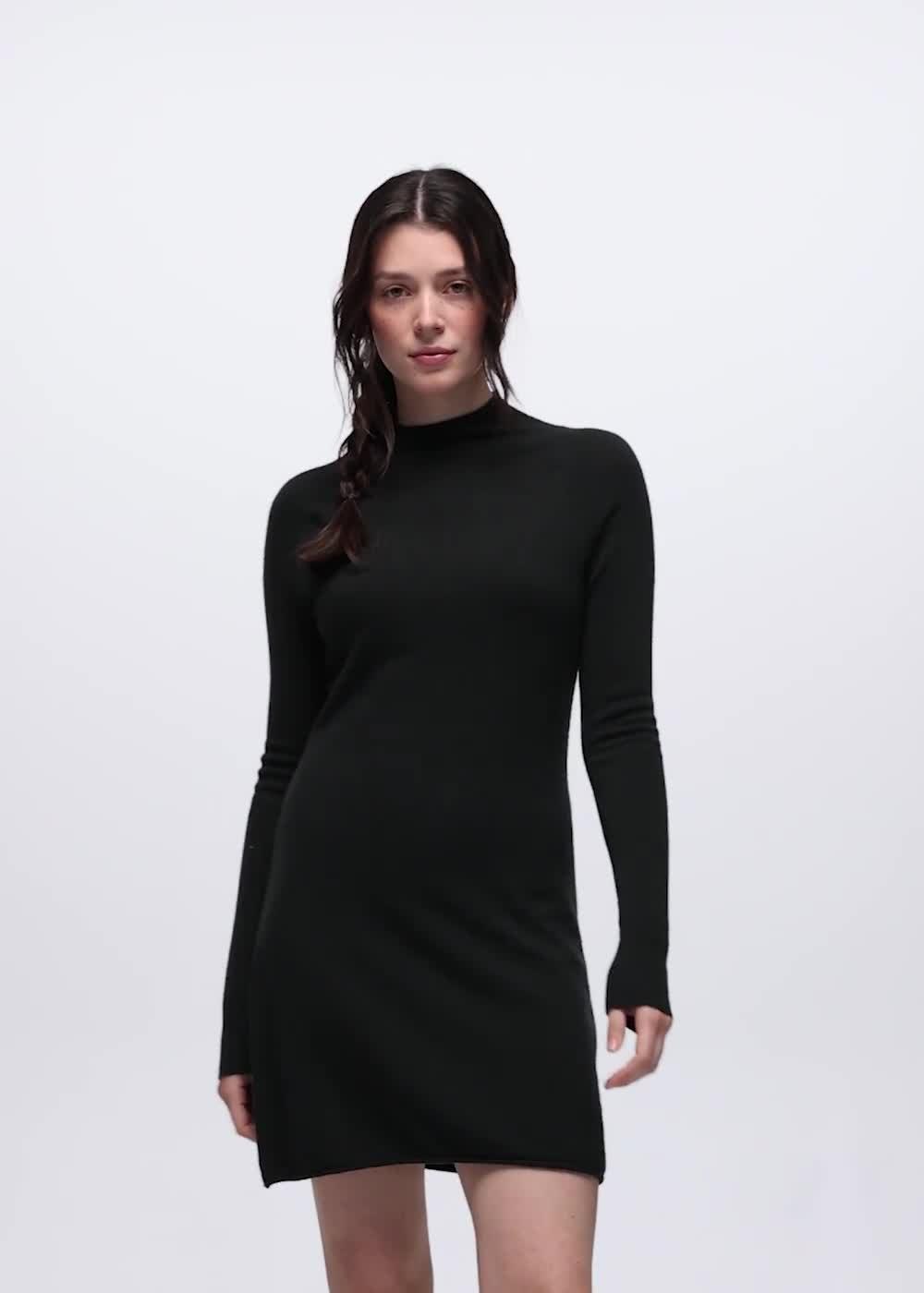 Three Falls Sweater Dress, Color: Black
