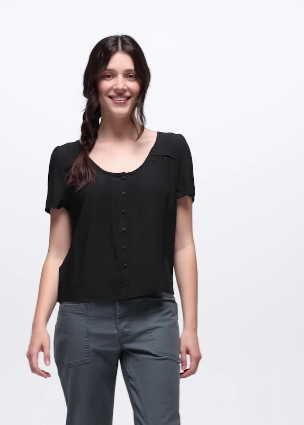 Moonvale Short Sleeve Top, Color: Solid Black